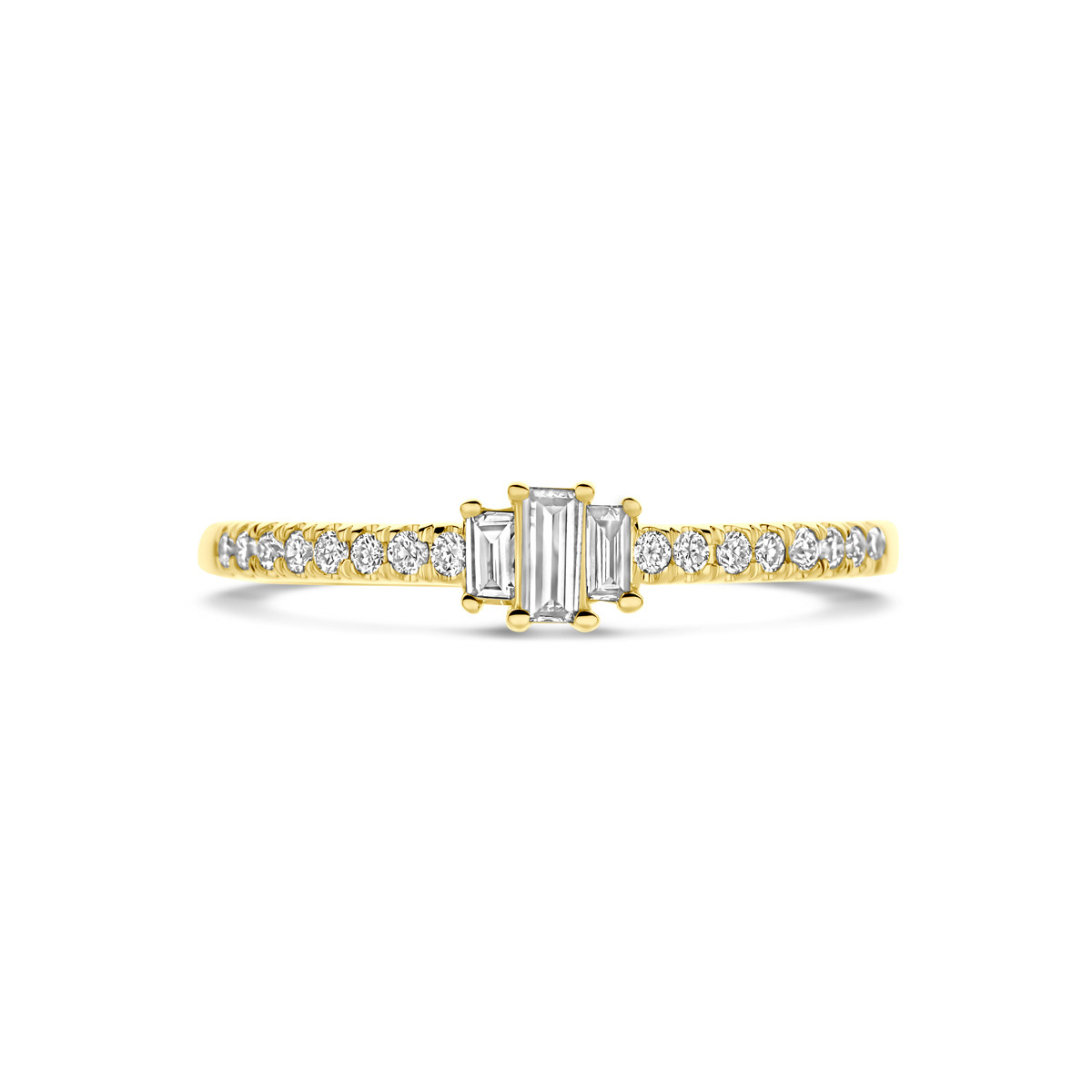 14-karaat gouden klassieke ring met lab grown diamant 0.21 crt 4.5 mm breed