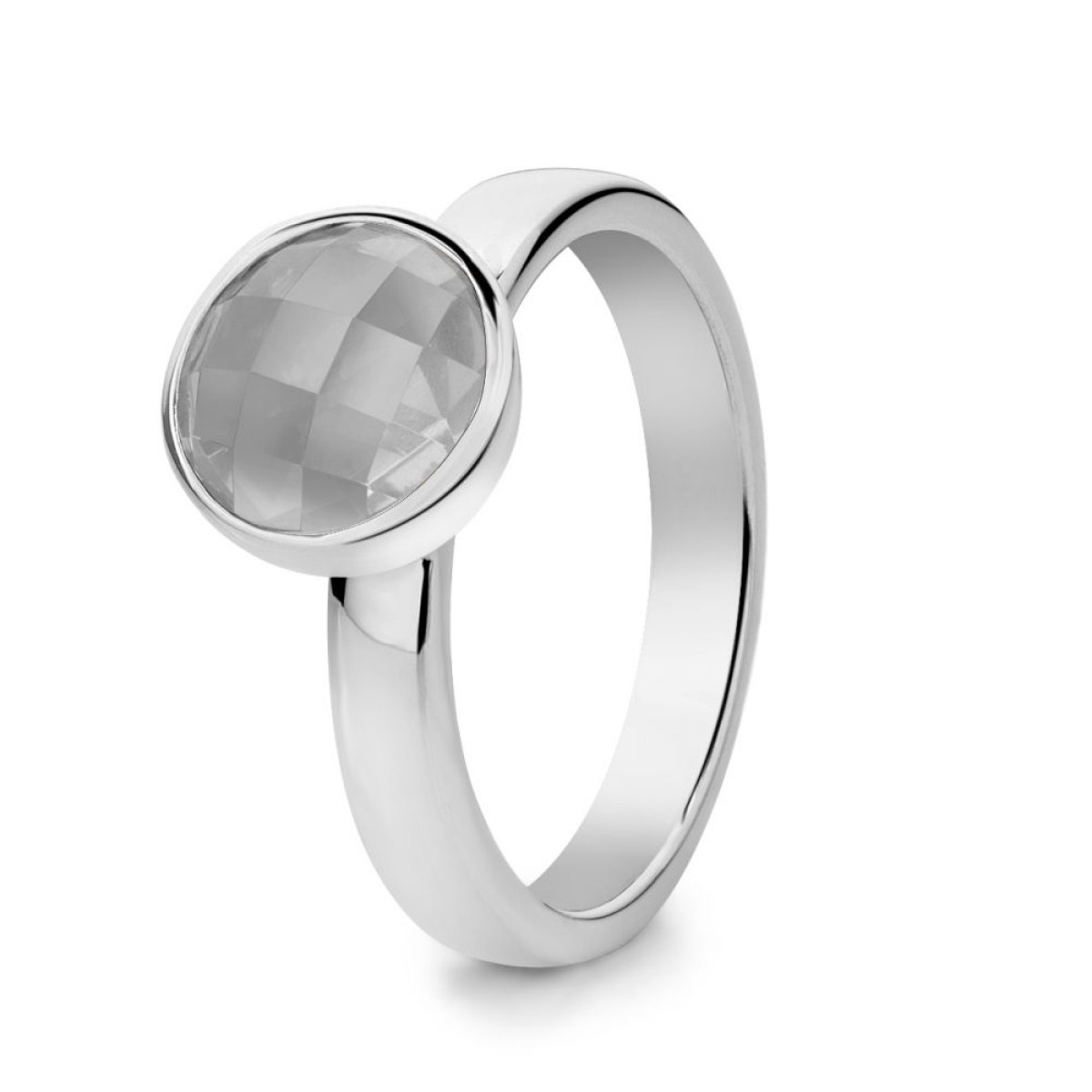 Ring gerhodineerd zilver en maansteen
