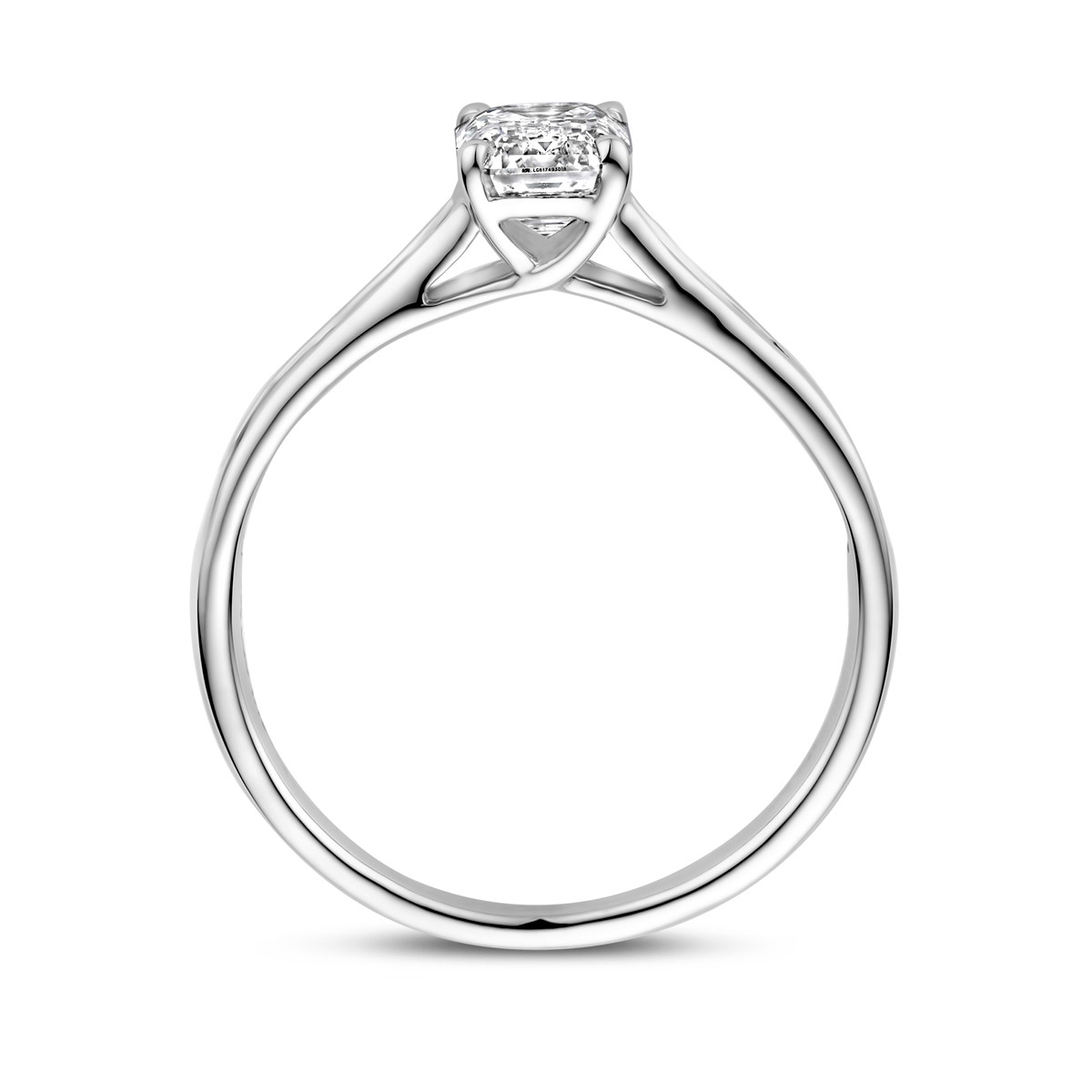 14-karaat witgouden lan grown diamanten ring emerald geslepen 1.19 crt 6.5 mm breed
