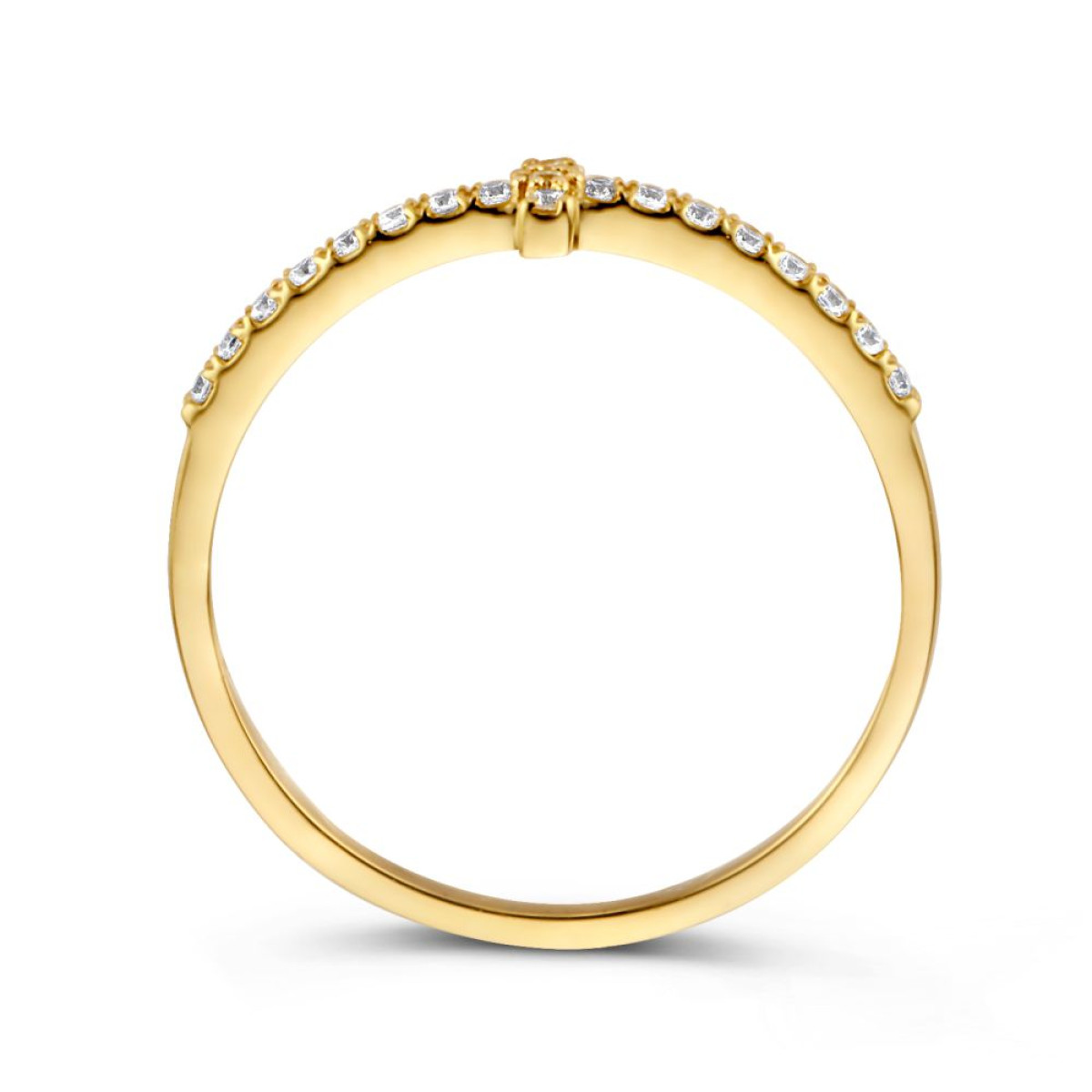 Ring van 14-karaat goud met rechthoek en zirkonia stenen van 4.5 mm breed