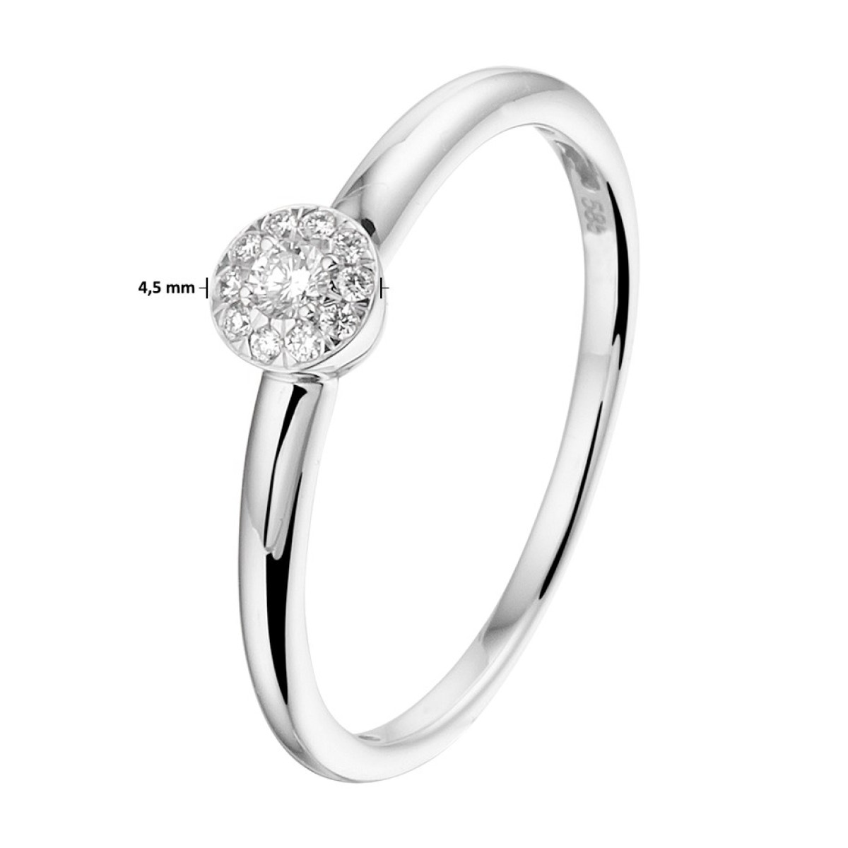Ring witgoud en diamant 4.5 mm