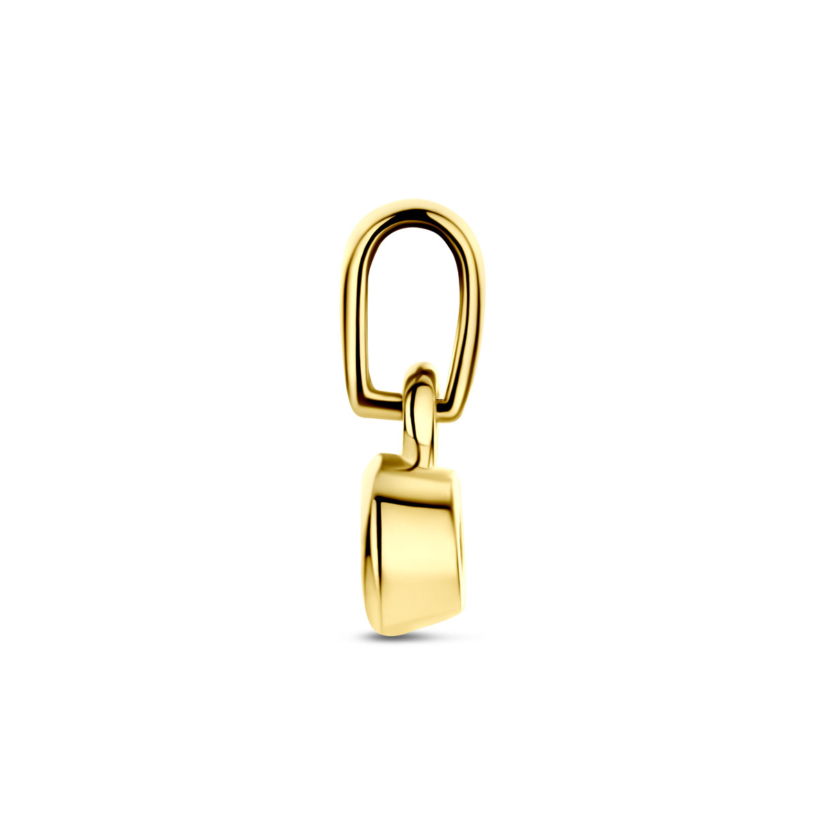 Ronde gouden hanger 14-karaat met transparante zirkonia 4.5 mm breed - Hoogte 11 mm