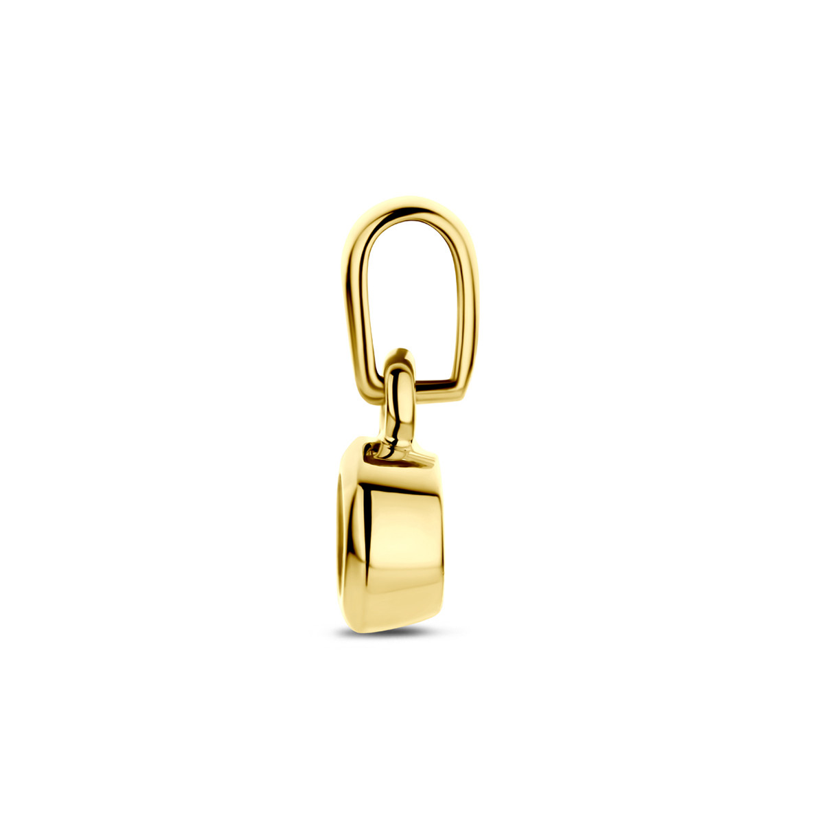 Ronde gouden hanger 14-karaat met transparante zirkonia 5.5 mm breed - Hoogte 11 mm