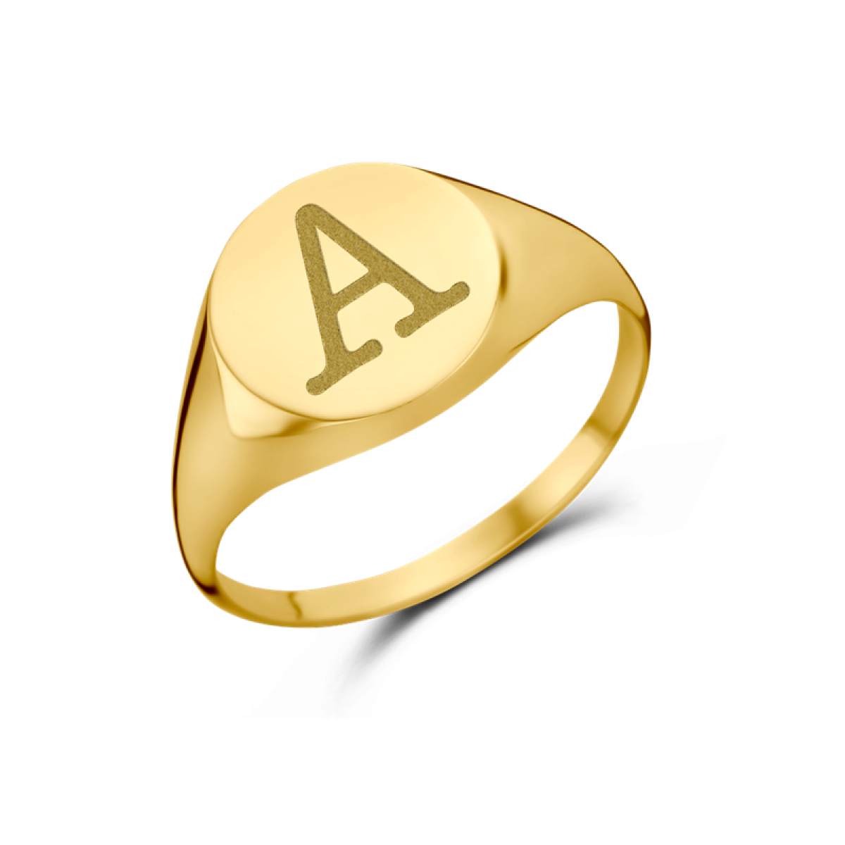 Ronde gouden zegelring met initiaal