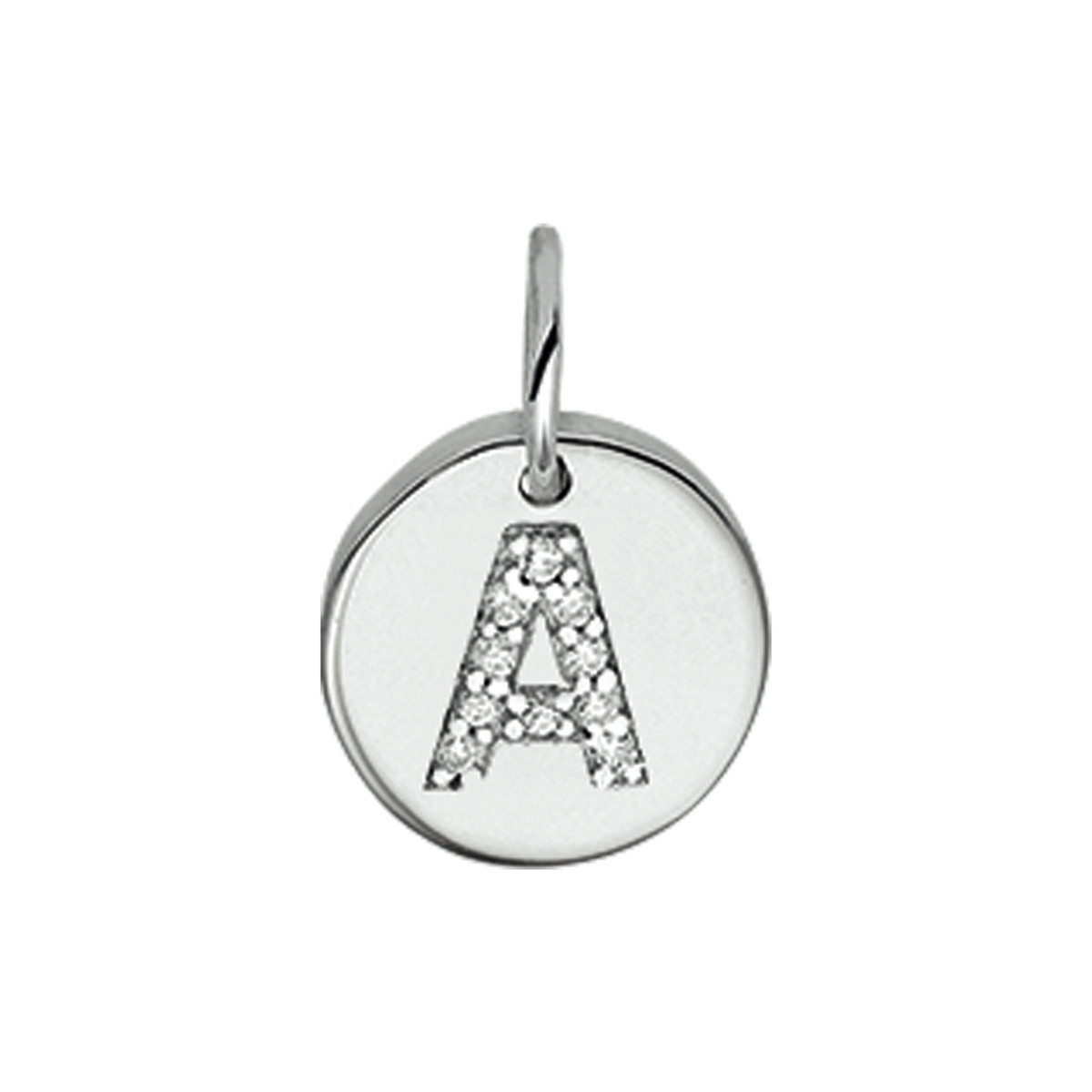 Ronde letter hanger met zirkonia's zilver