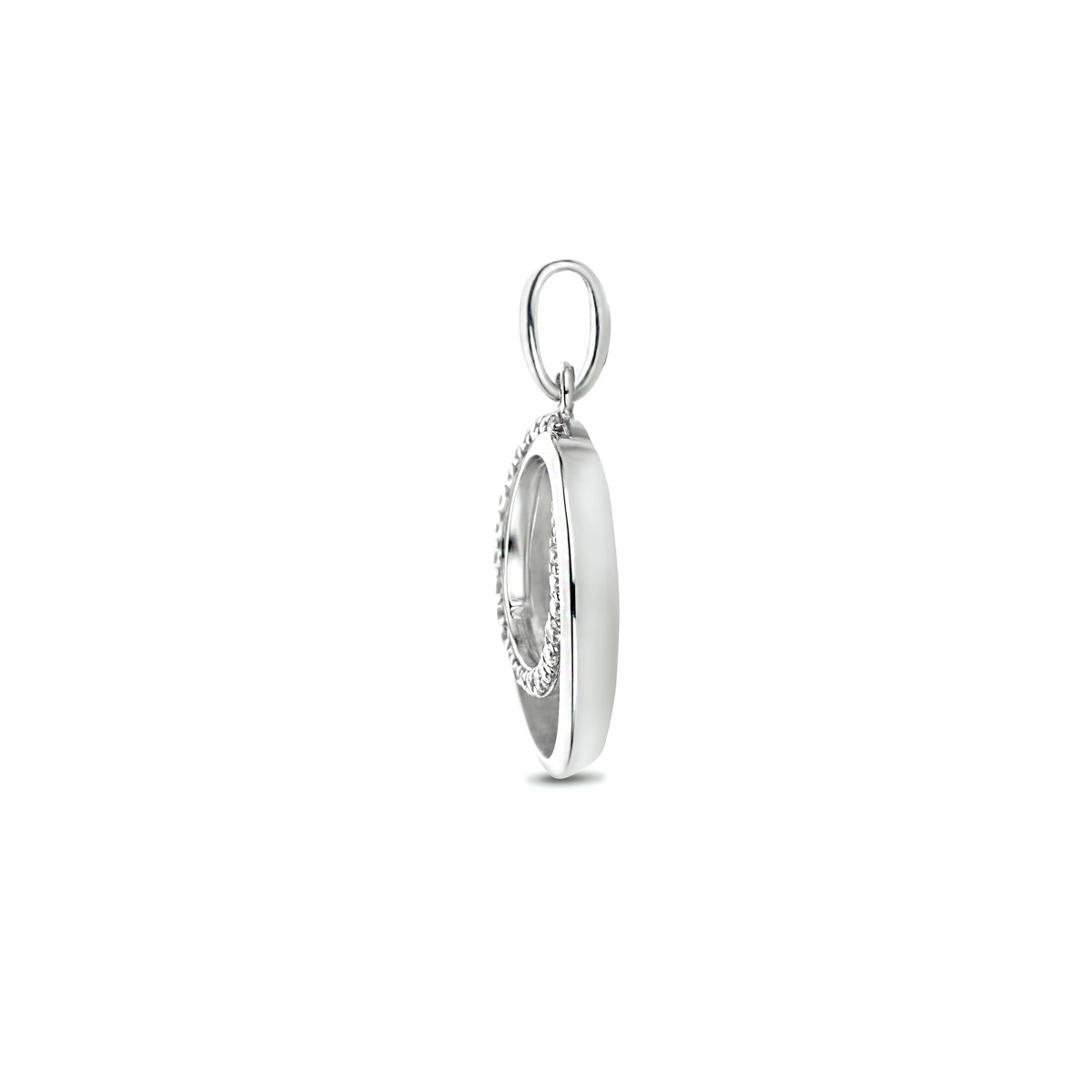 Ronde spiraal hanger met zirkonia's - 26 x 17.5 mm