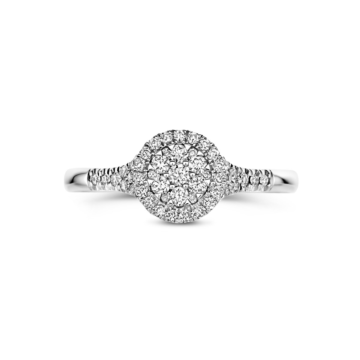 Ronde witgouden ring met diamant 0.36 crt