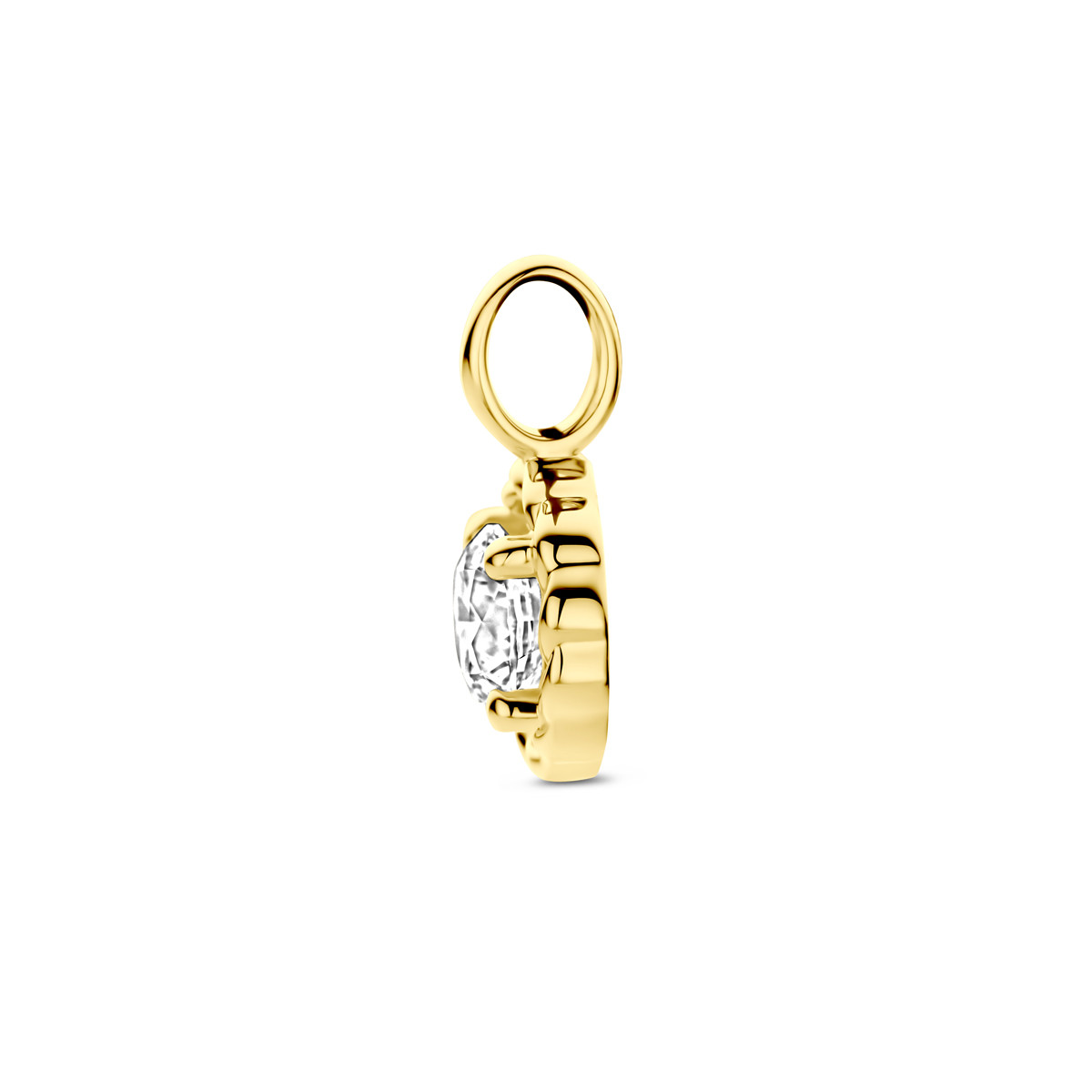 Ronde zirkonia hanger van 14-karaat goud - 7.5 mm x 12 mm