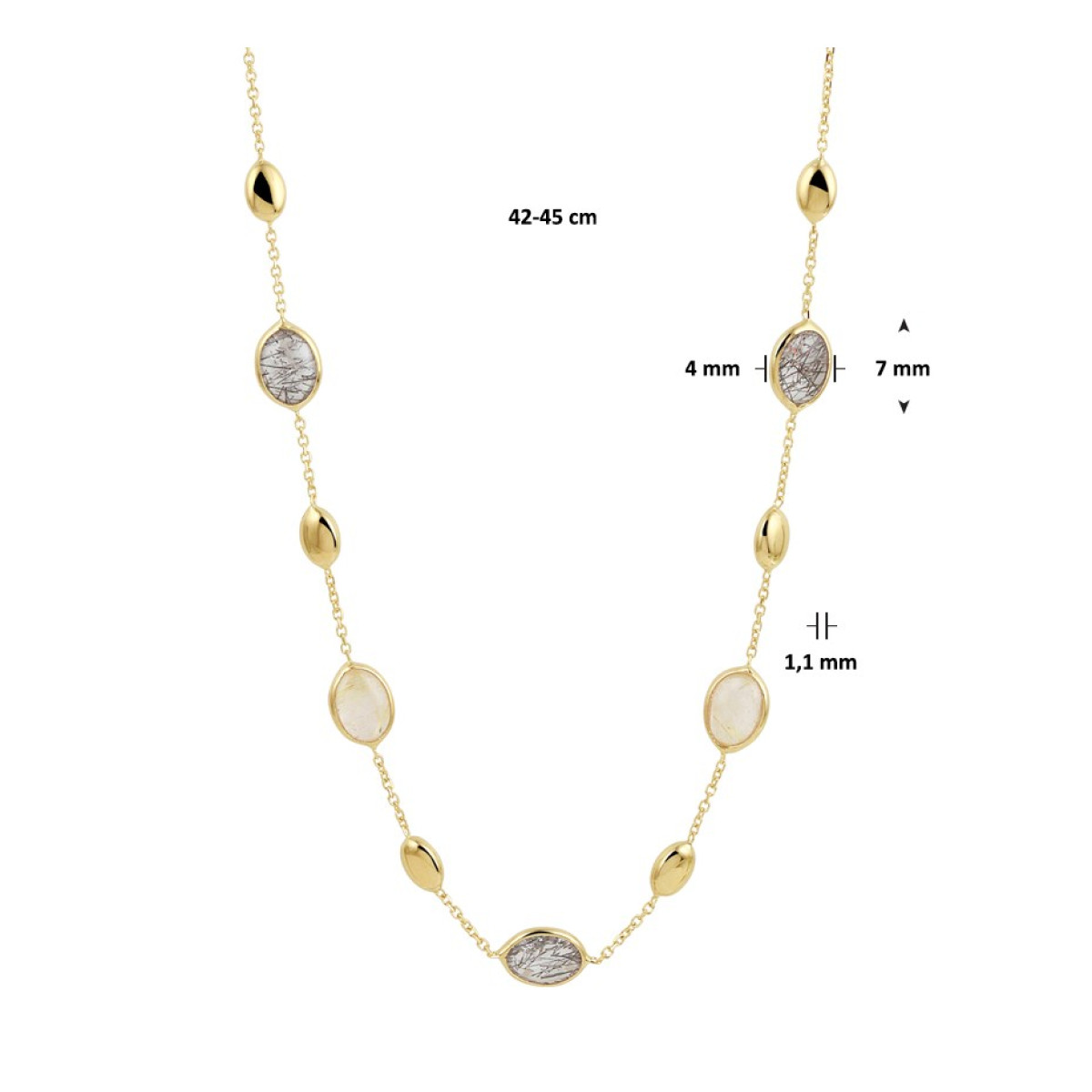 Prachtige edelsteen ketting in het goud 42-45 cm