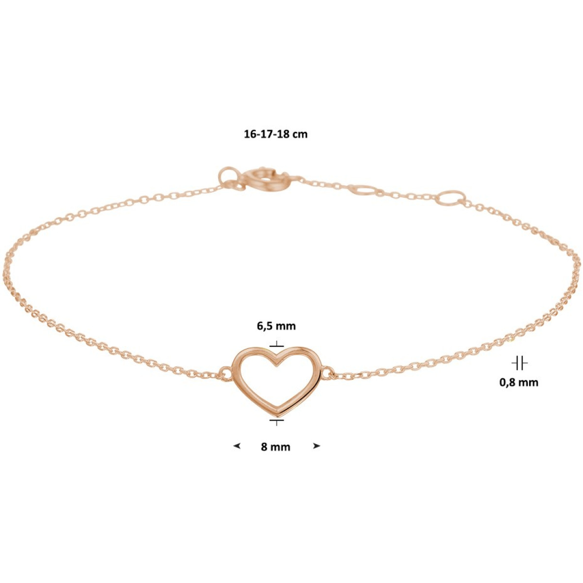 Roségouden armband met hartje
