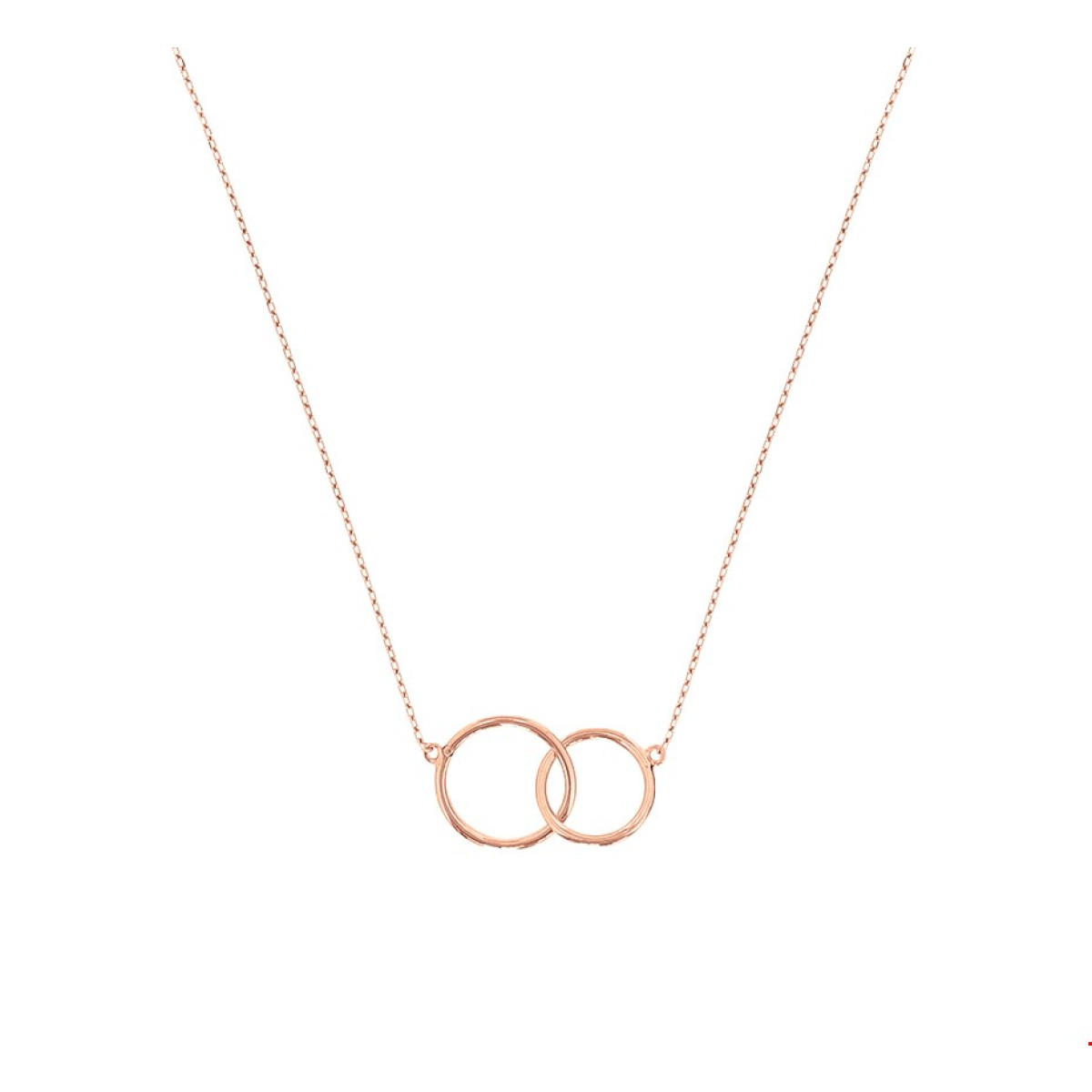 Roségouden ketting met twee rondjes