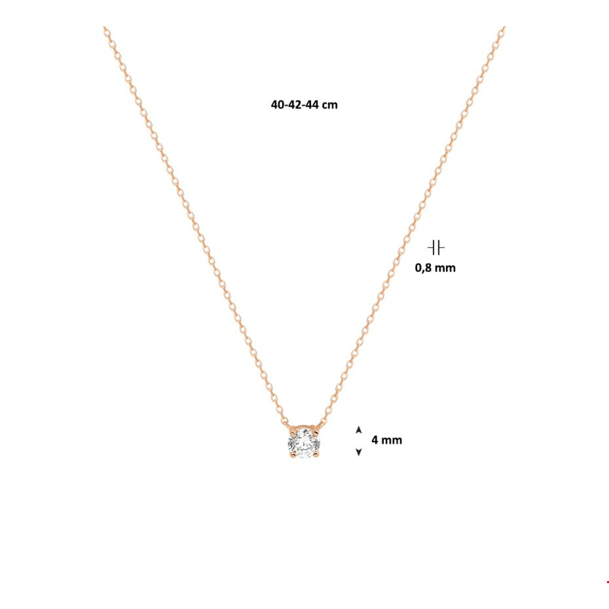 Roségouden ketting met zirkonia