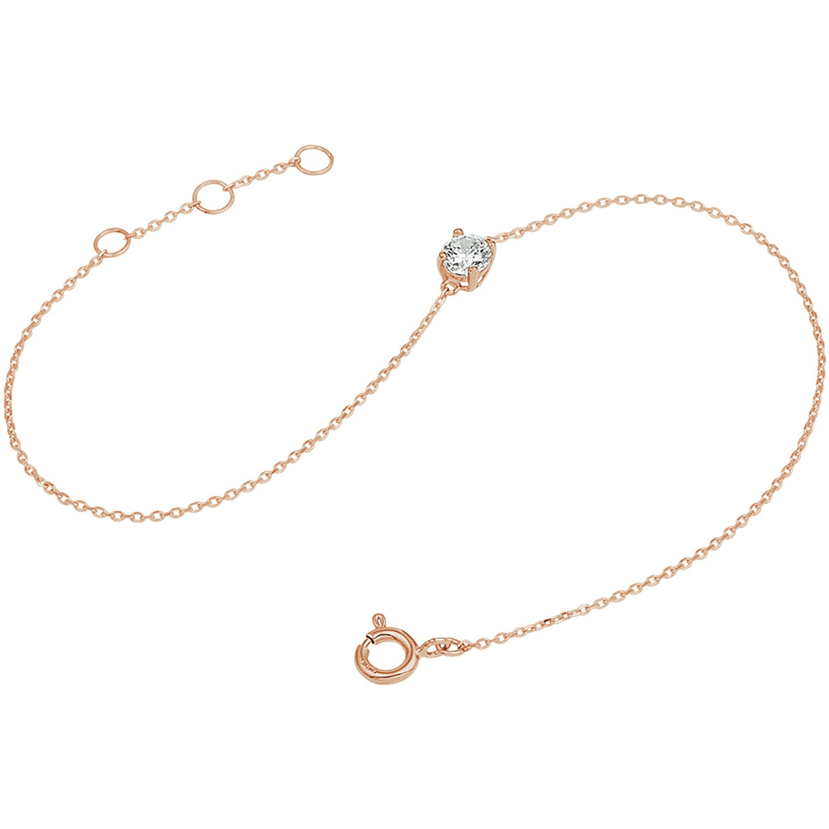 Rosegouden anker armbandje met zirkonia - Lengte 16.5 - 17.5 - 18.5 cm