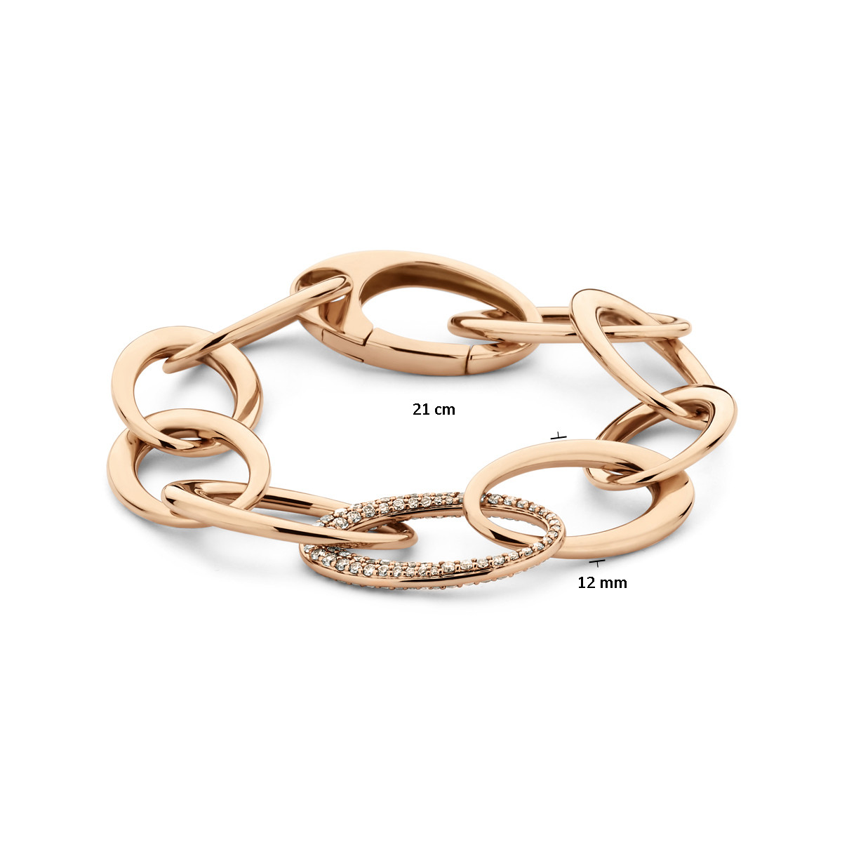 Roségouden armband met anker schakels 18-karaat en diamanten 1.70 crt 17.5 mm breed - Lengte 21 cm