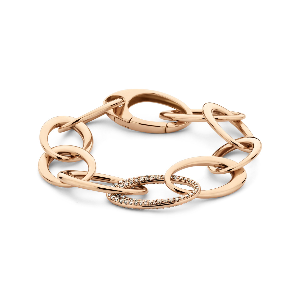 Roségouden armband met anker schakels 18-karaat en diamanten 1.70 crt 17.5 mm breed - Lengte 21 cm