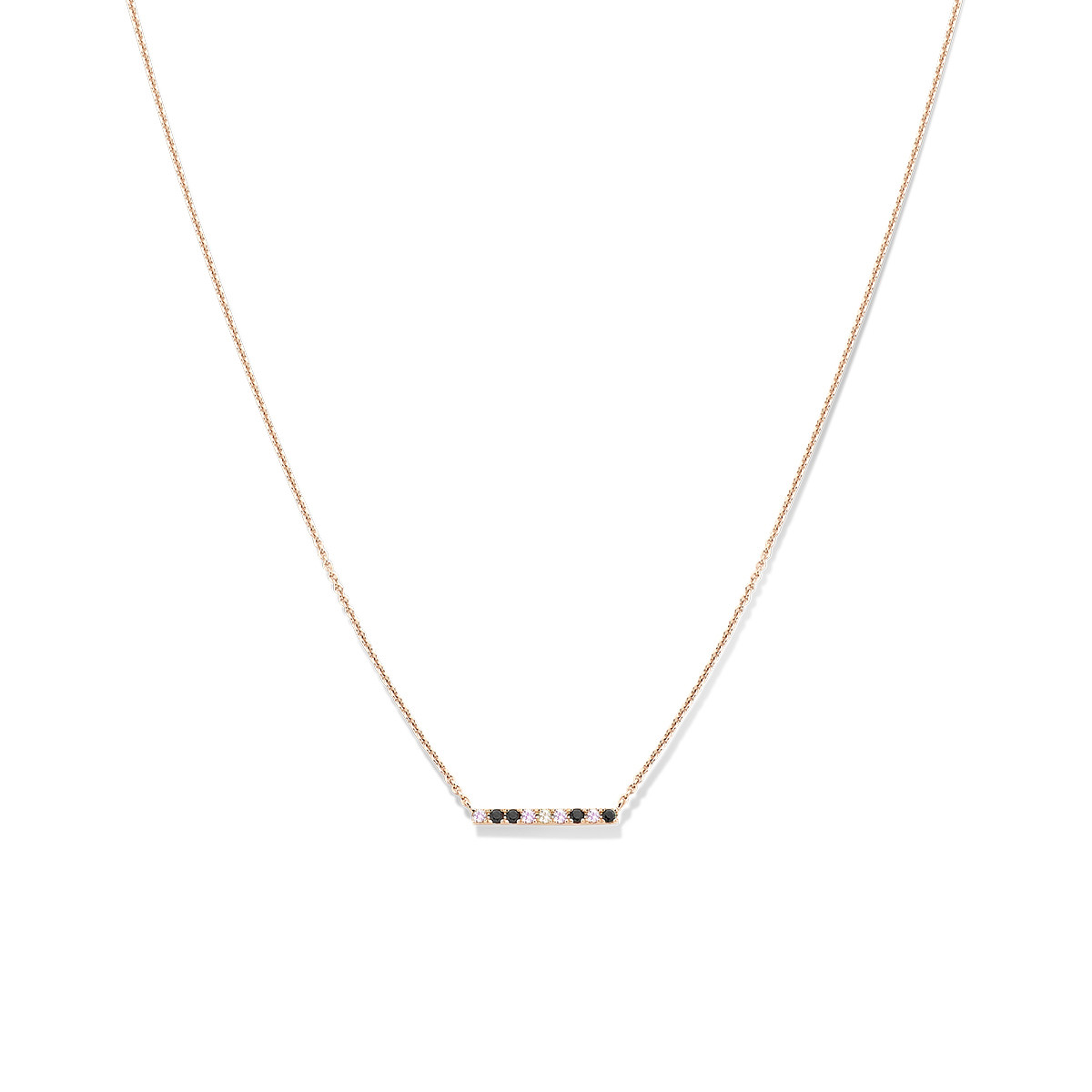 Roségouden ketting met edelstenen - Lengte 41 - 43 - 45 cm