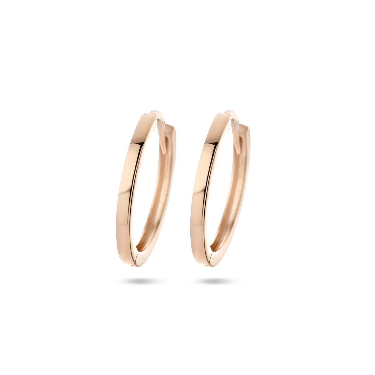 Roségouden klapoorringen 1.5 mm breed - Diameter 14 mm