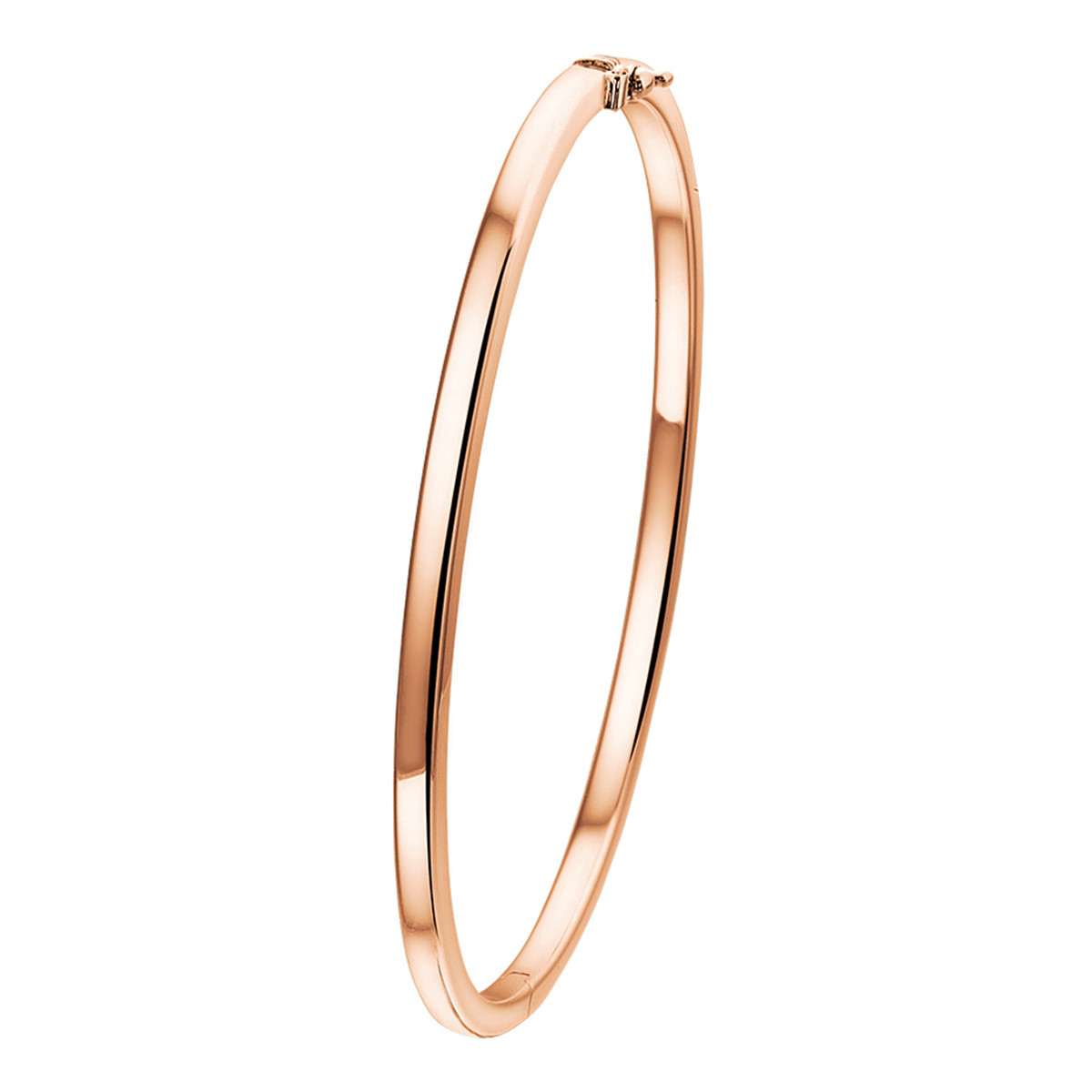 Rosegouden slavenarmband met vlakke buis - Diameter 61 mm