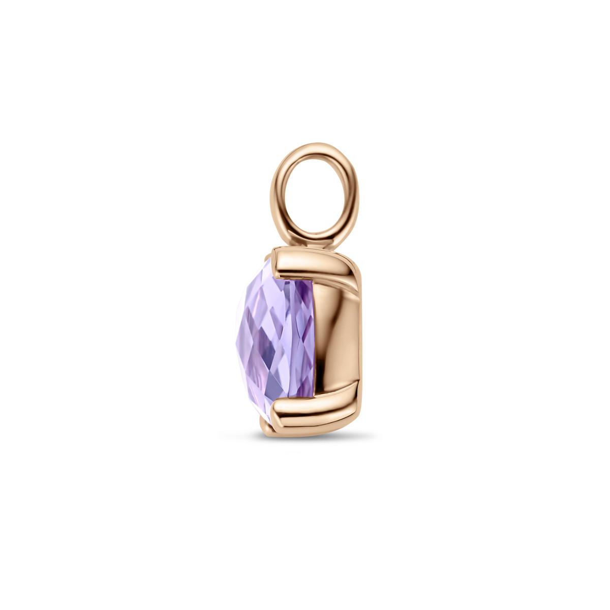 Roségouden vierkante hanger met paarse amethist - 8.5 mm x 13.5 mm