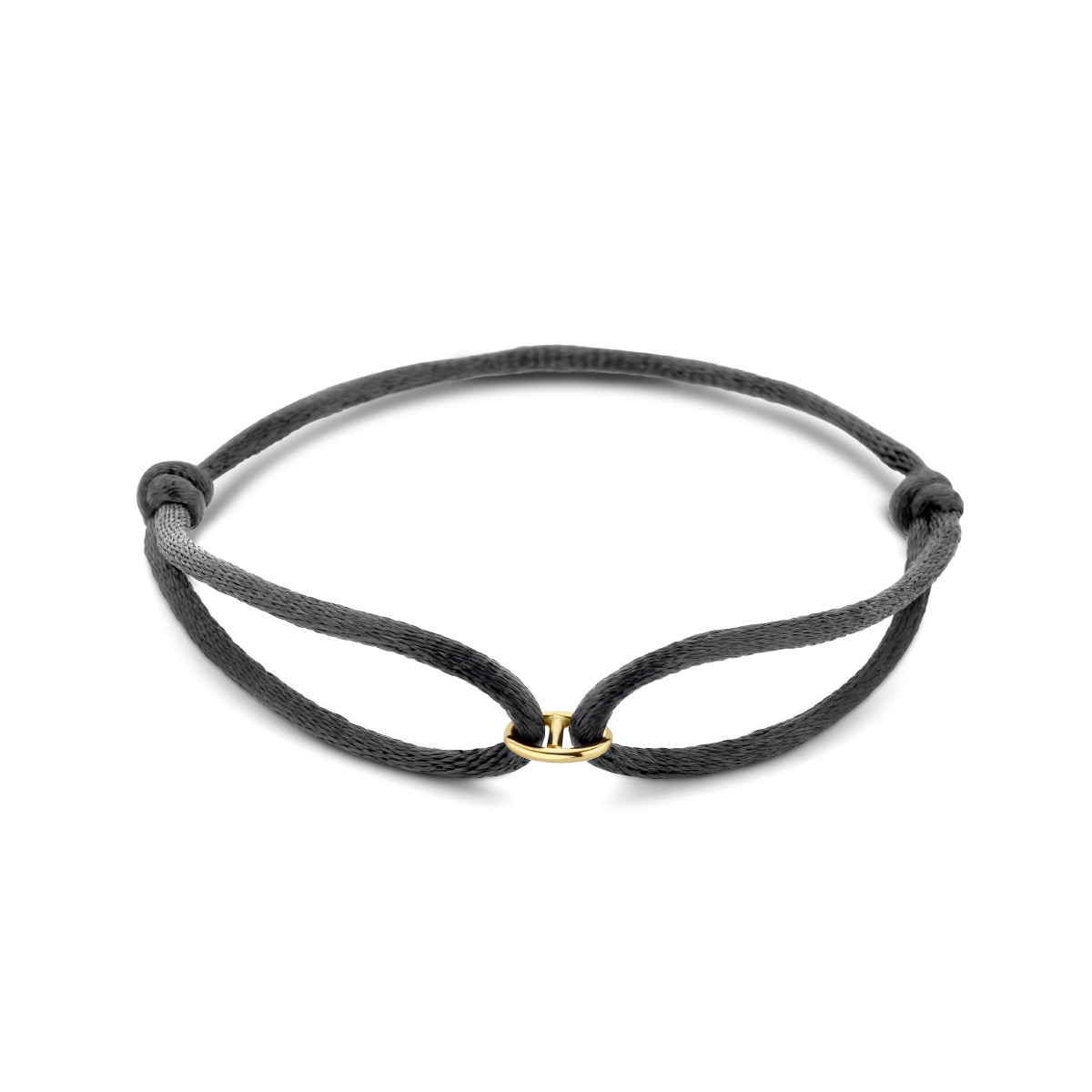 Satijnen armband voor dames 8 mm breed met gouden element - Lengte 13-26 cm