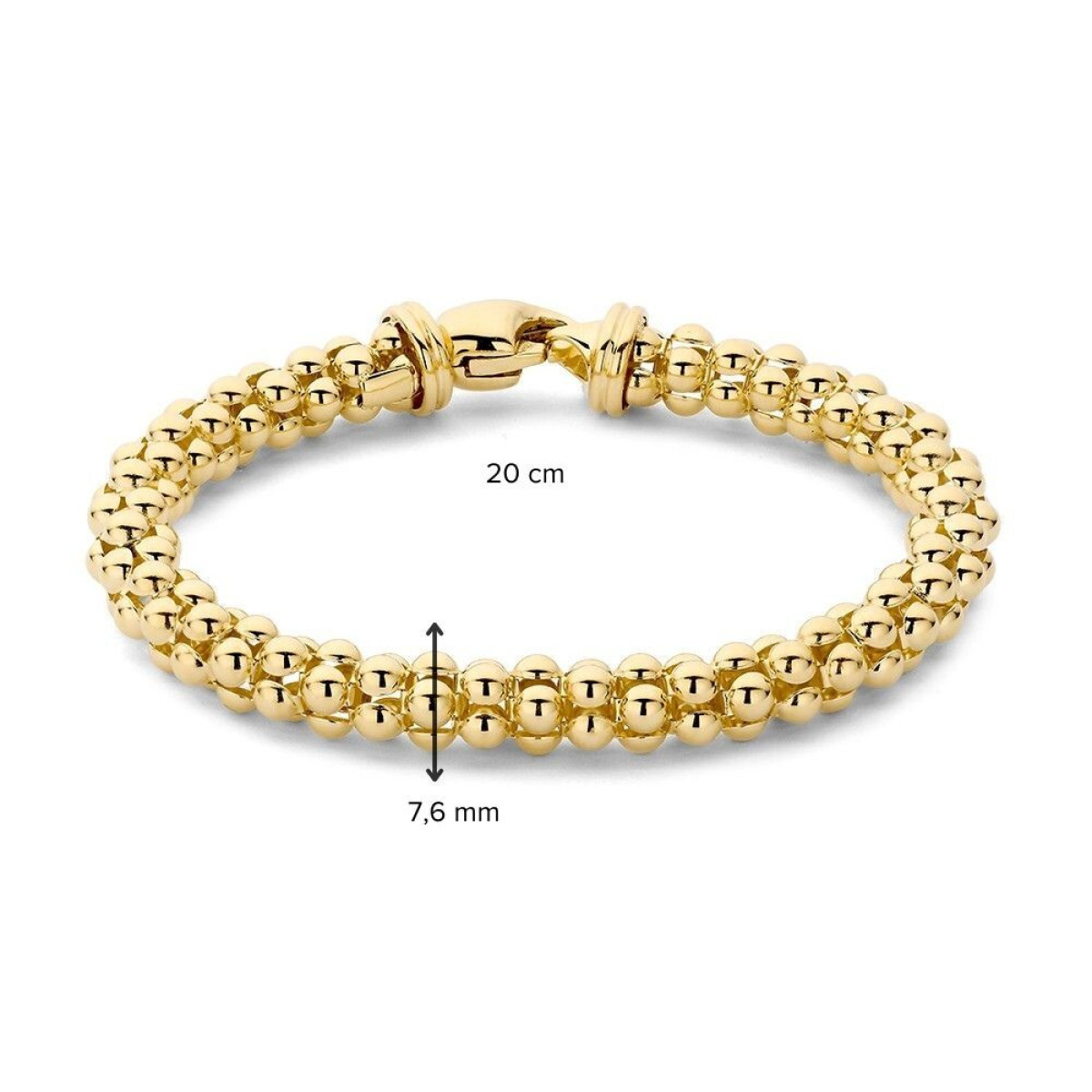Schakelarmband met bolletjes van 14-karaat goud 7.6 mm breed - Lengte 20 cm