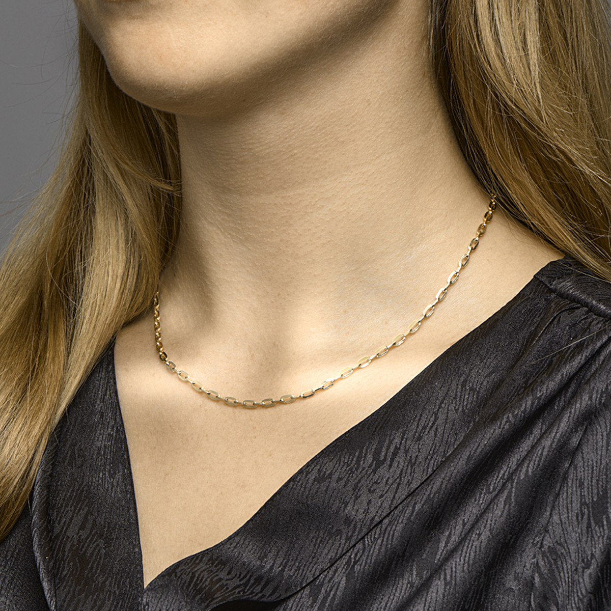 Zilgold schakelketting met ankerschakel 3 mm - lengte 45 cm
