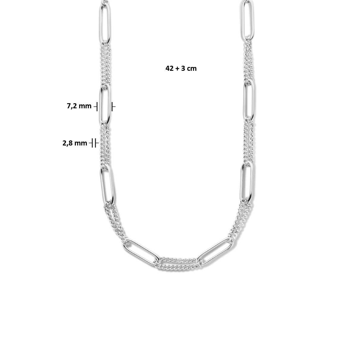 Schakelketting met paperclip en gourmet schakel- Lengte 42 + 3 cm