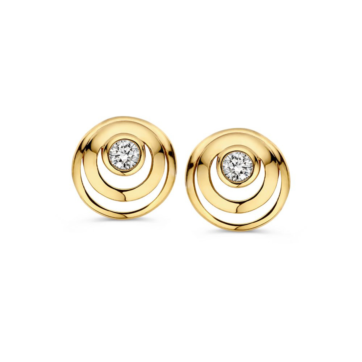 Sierlijke gouden oorknopjes met zirkonia - Diameter 8.5 mm
