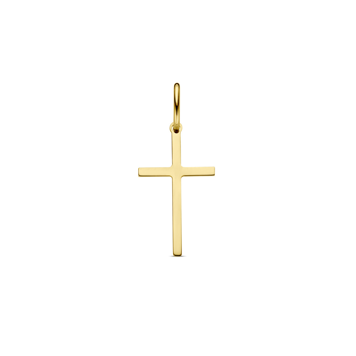 Smal gouden kruisje 10 mm breed - Hoogte 23.5 mm