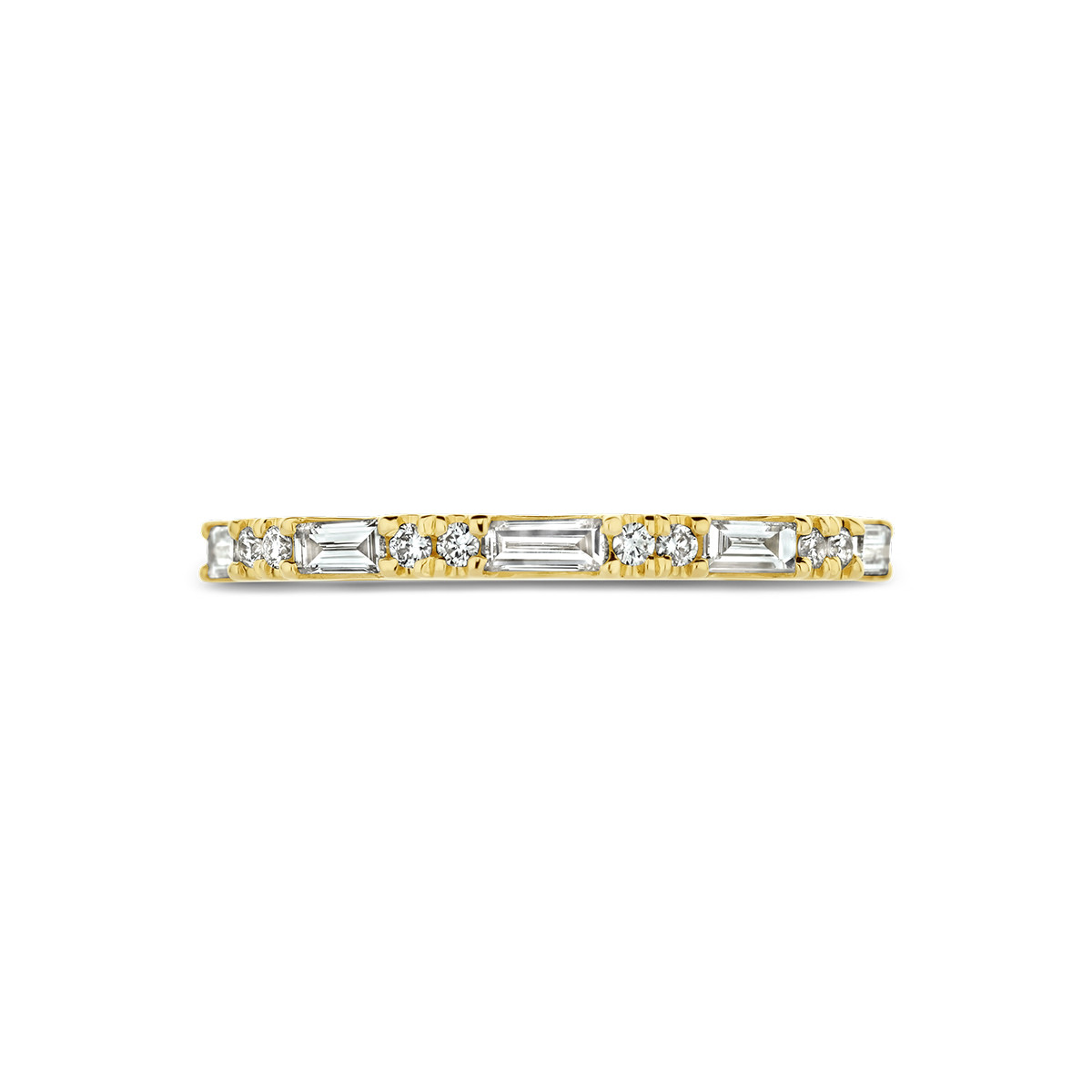 Smalle gouden ring met ronde en rechte diamanten 0.34 crt