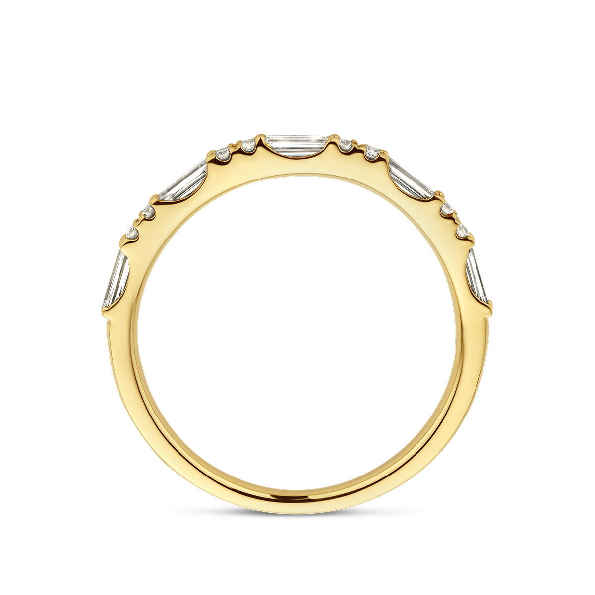 Smalle gouden ring met ronde en rechte diamanten 0.34 crt
