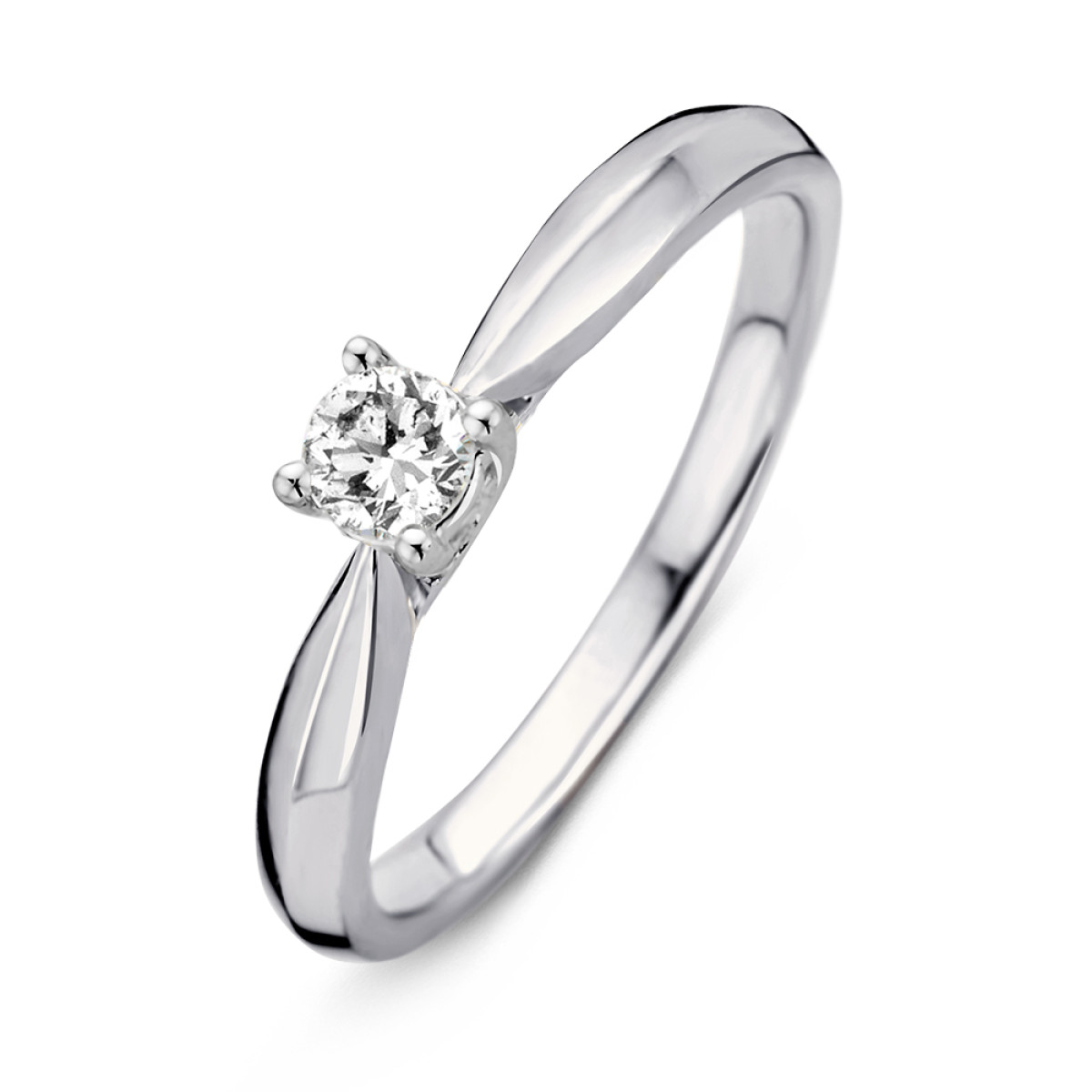 Solitair damesring witgoud en diamant 0.24 crt.