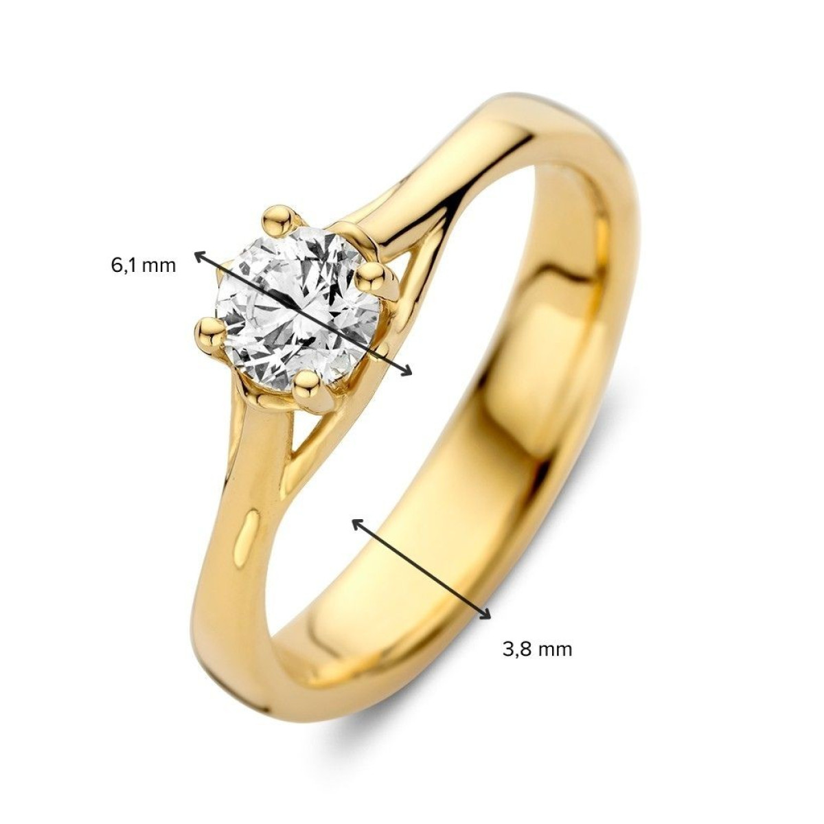 Solitair ring van 14-karaat goud met labgrown diamond 0.51 crt 0.51 crt van 6.1 mm breed