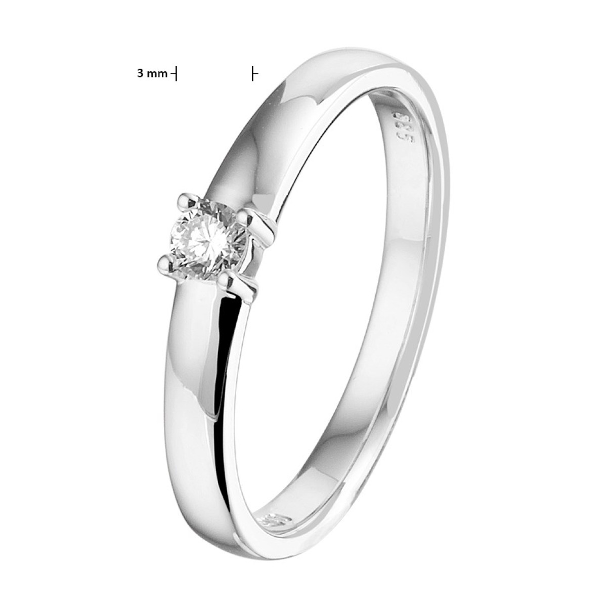 Solitair ring van witgoud met diamant