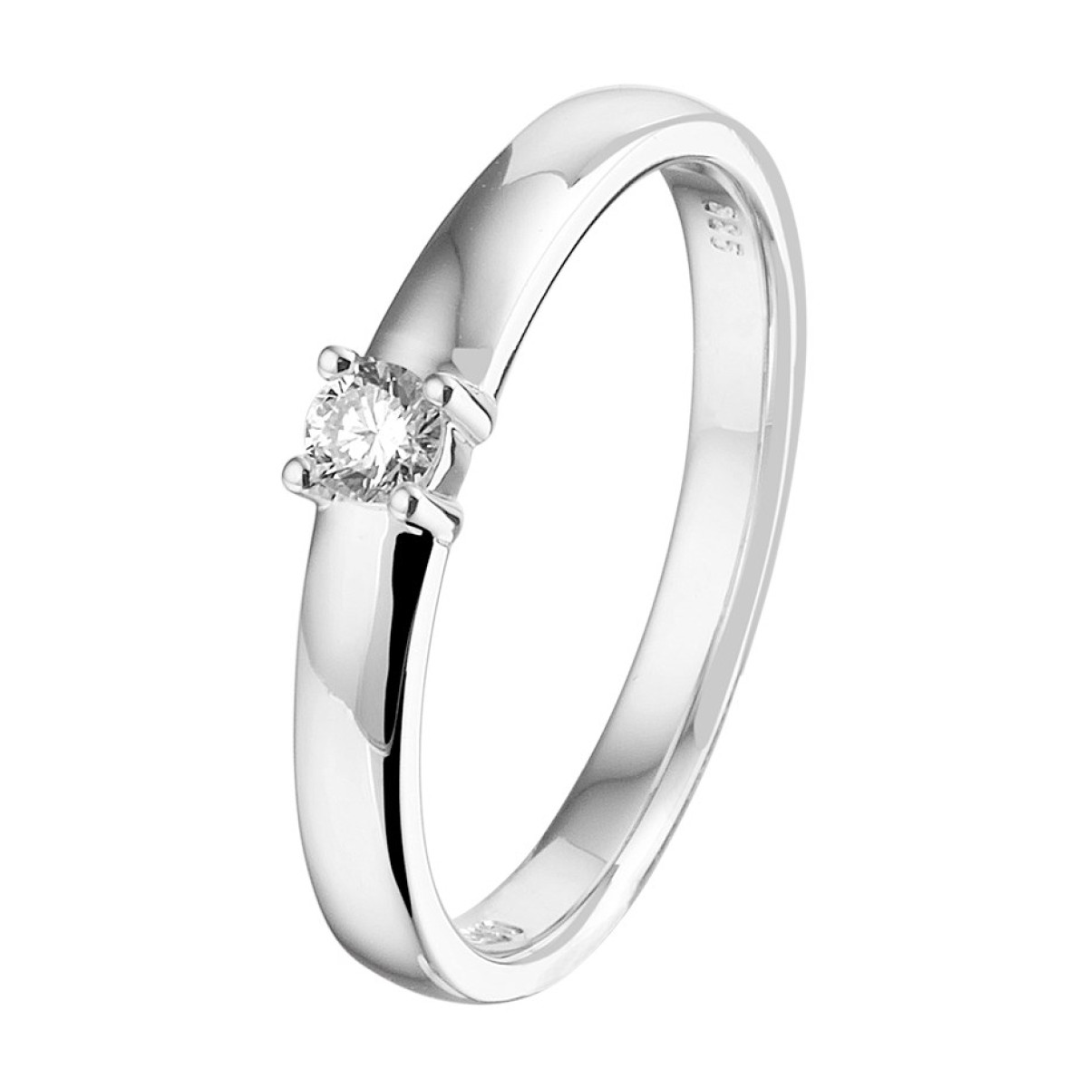 Solitair ring van witgoud met diamant