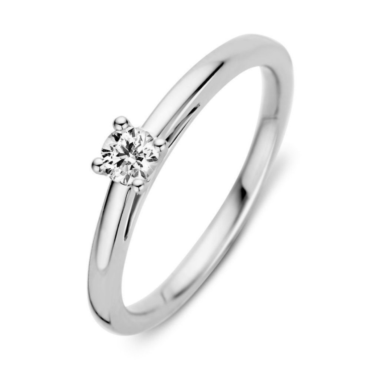 Solitair ring witgoud met diamant 0.19 crt.