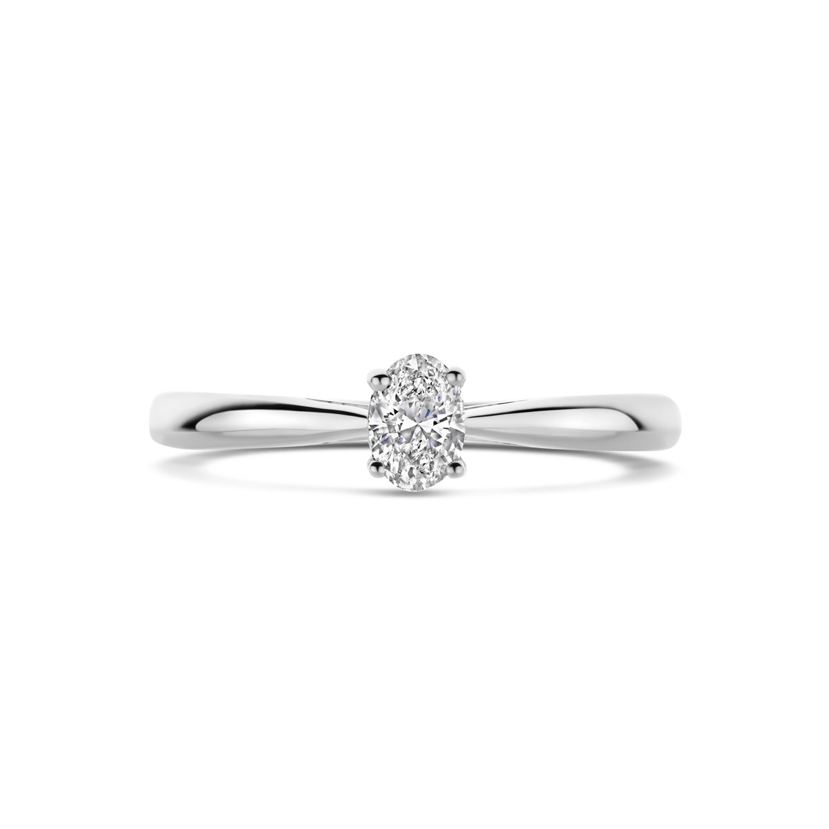 14-karaat witgouden solitair ring met lab grown diamant 0.25 crt 5 mm breed