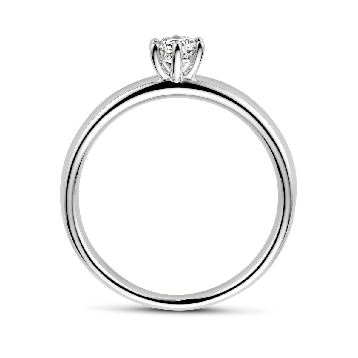 Solitaire ring met diamant van 14-karaat witgoud