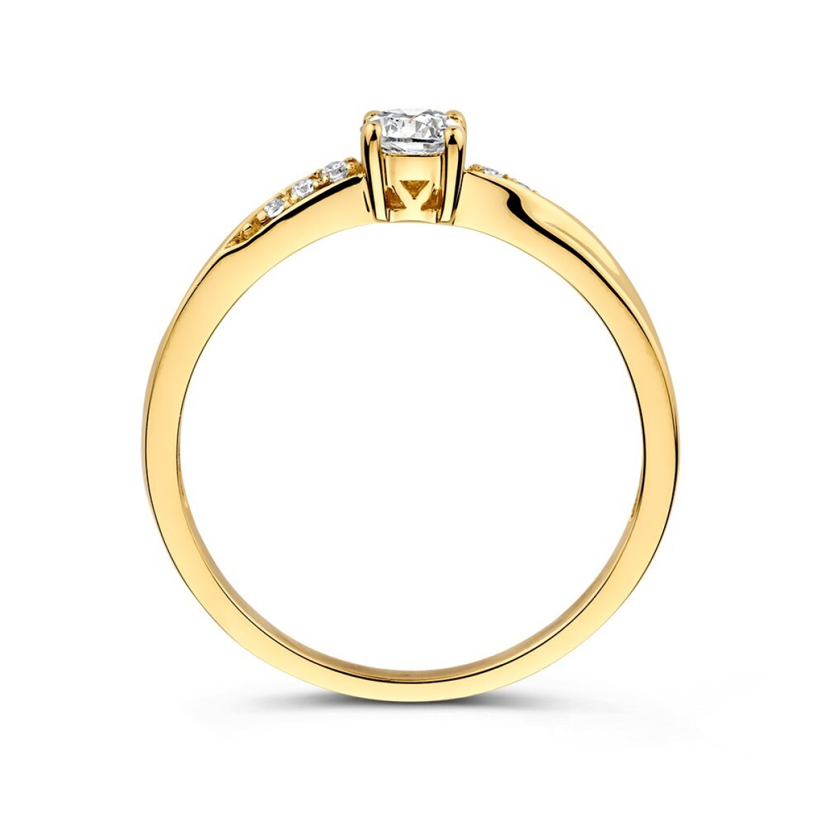 Solitaire ring van 14-karaat goud en zirkonia van 4 mm