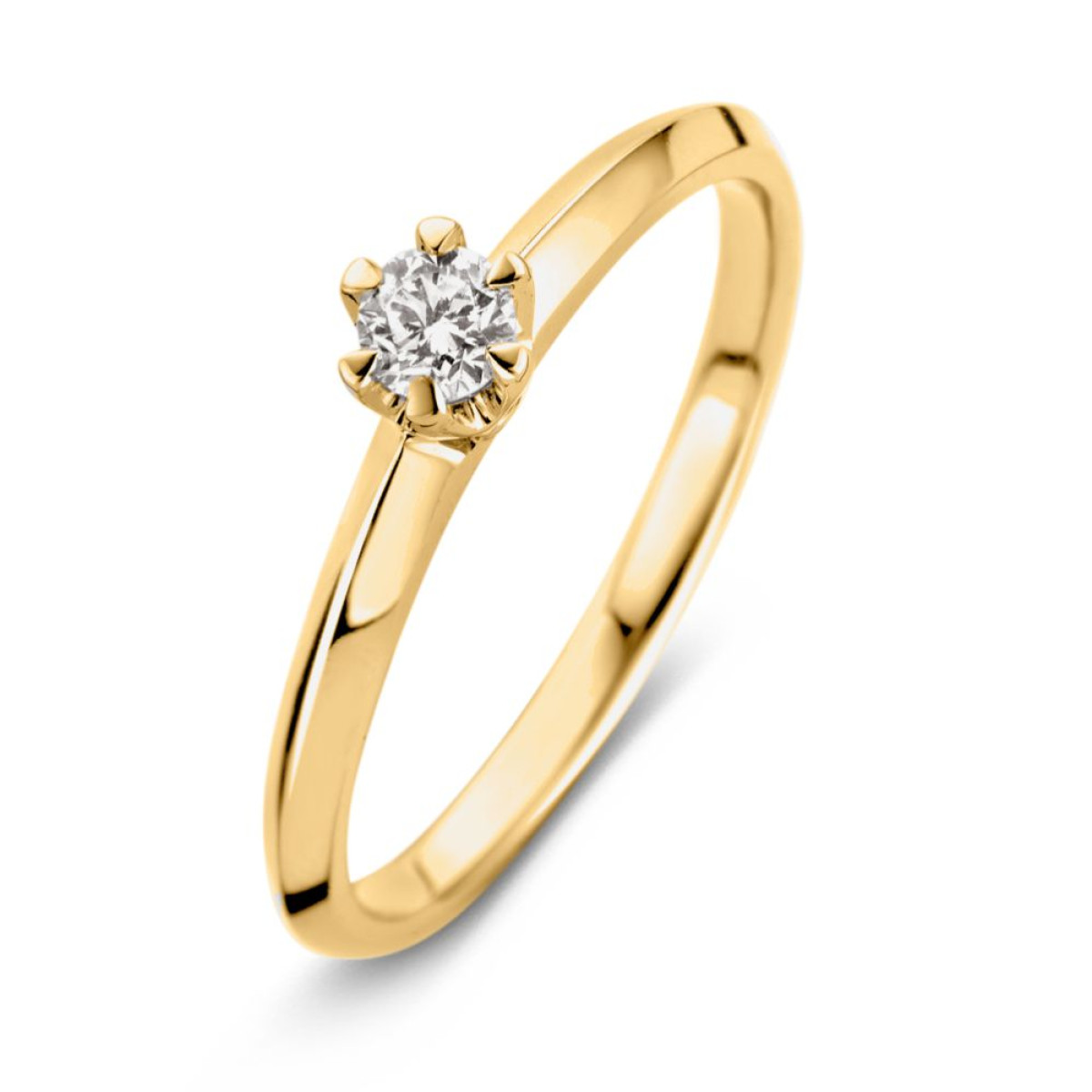 Solitaire ring van 14-karaat goud met diamant 0.19 crt