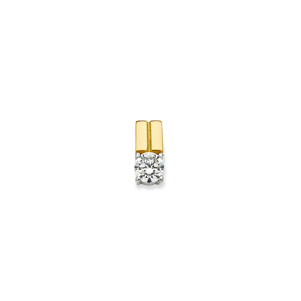 Solitaire zirkonia hanger van 14-karaat goud en witgoud - 3.9 mm x 8.5 mm