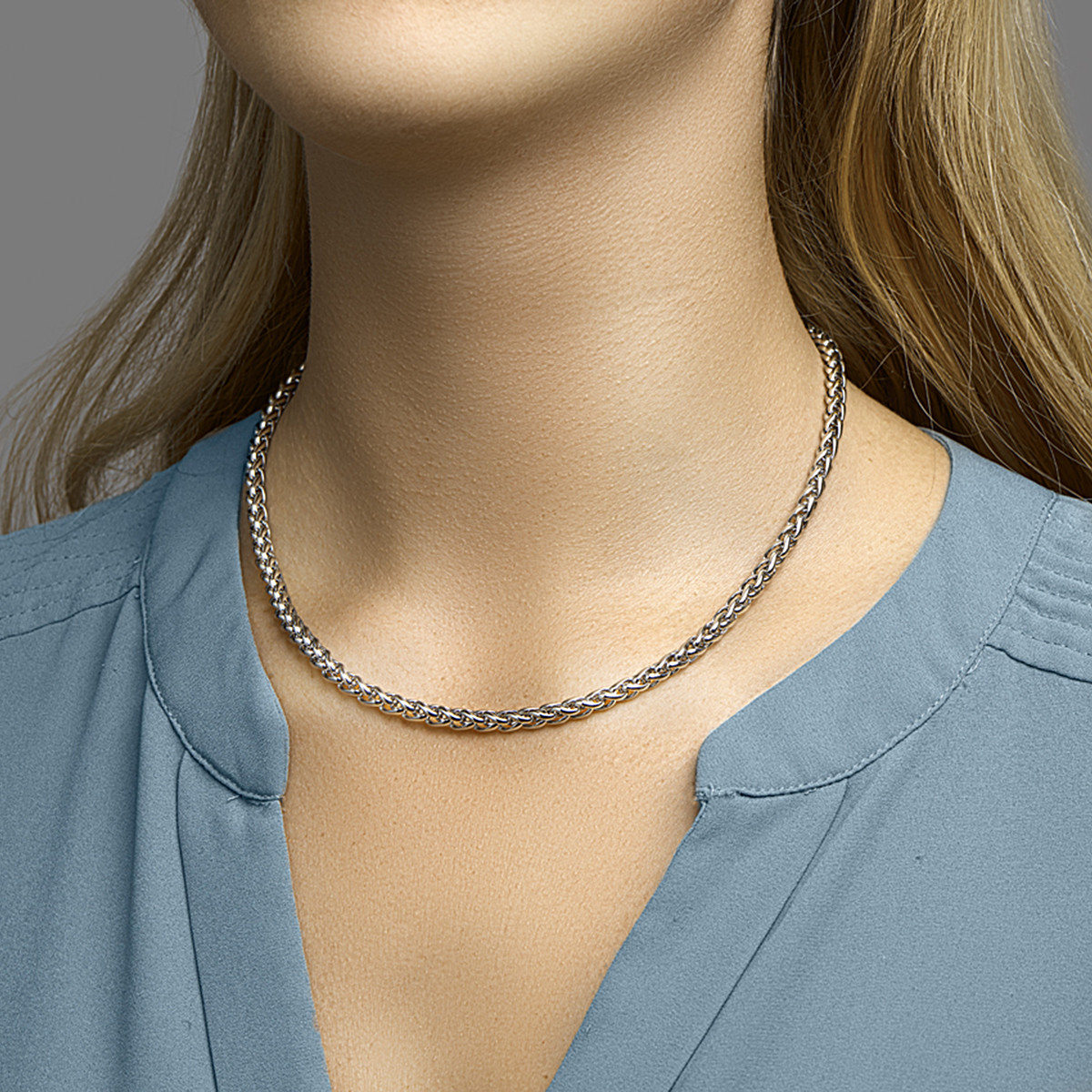 Stalen vossenstaart ketting - Lengte 45 cm