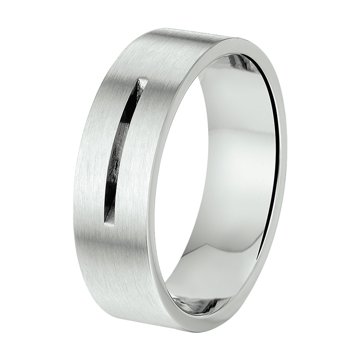 Stalen vriendschapsring met inkeping 7 mm