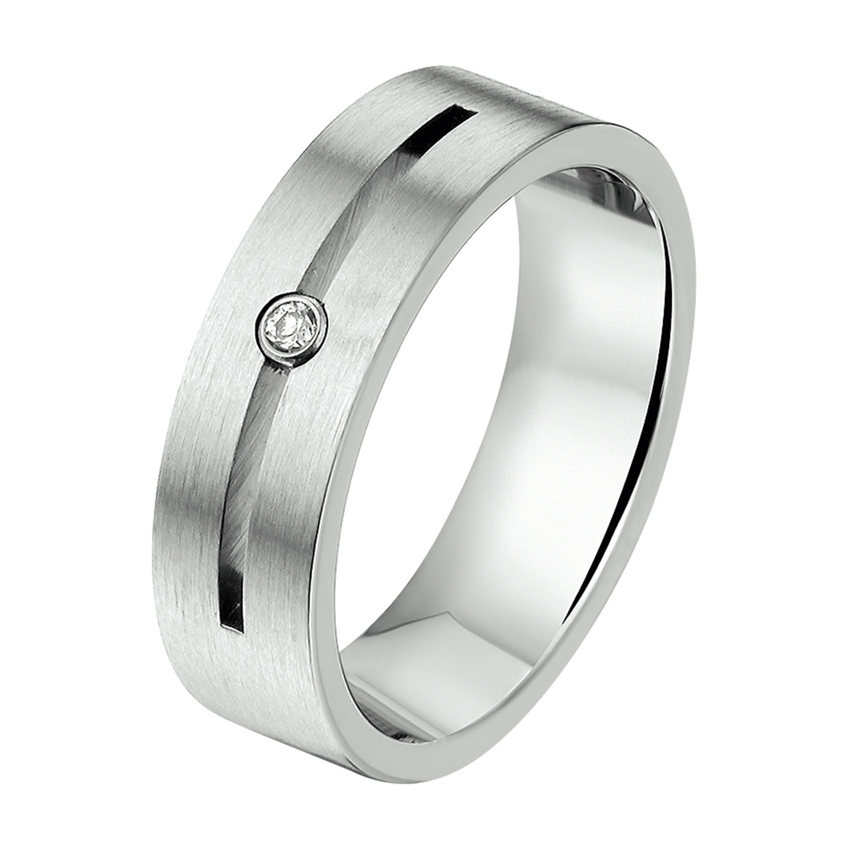 Stalen vriendschapsring met zirkonia 6 mm