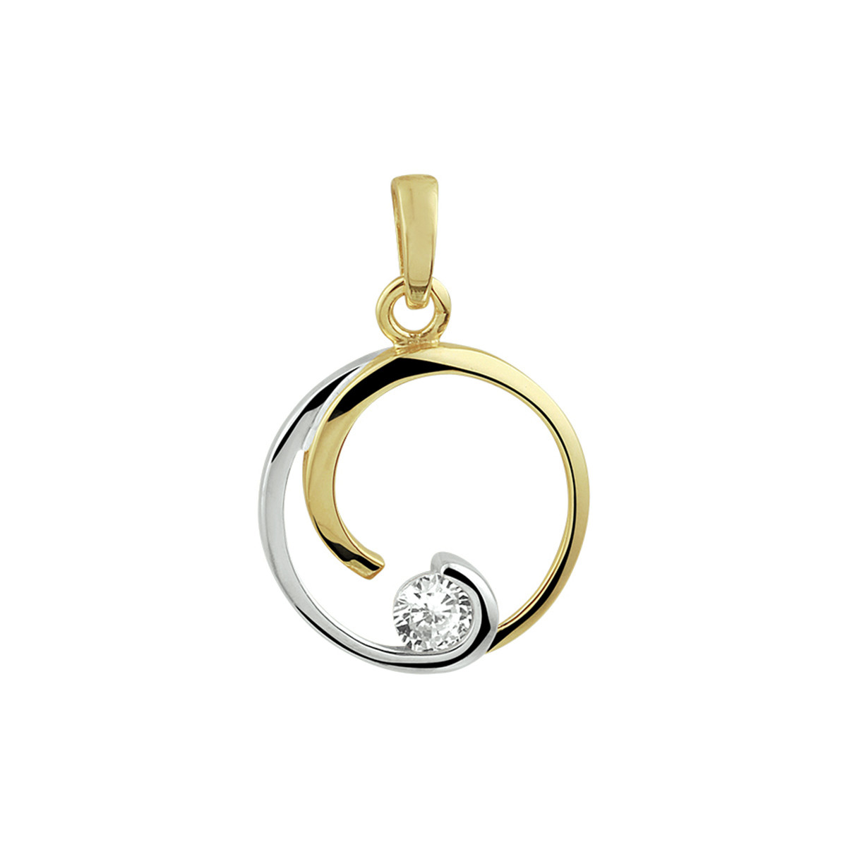 Stijlvolle bicolor hanger met zirkonia - Diameter: 15 mm