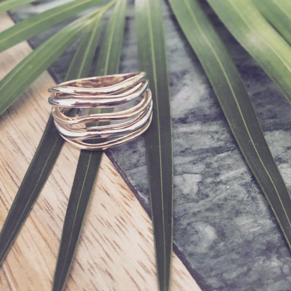 Stijlvolle bicolor ring geelgoud