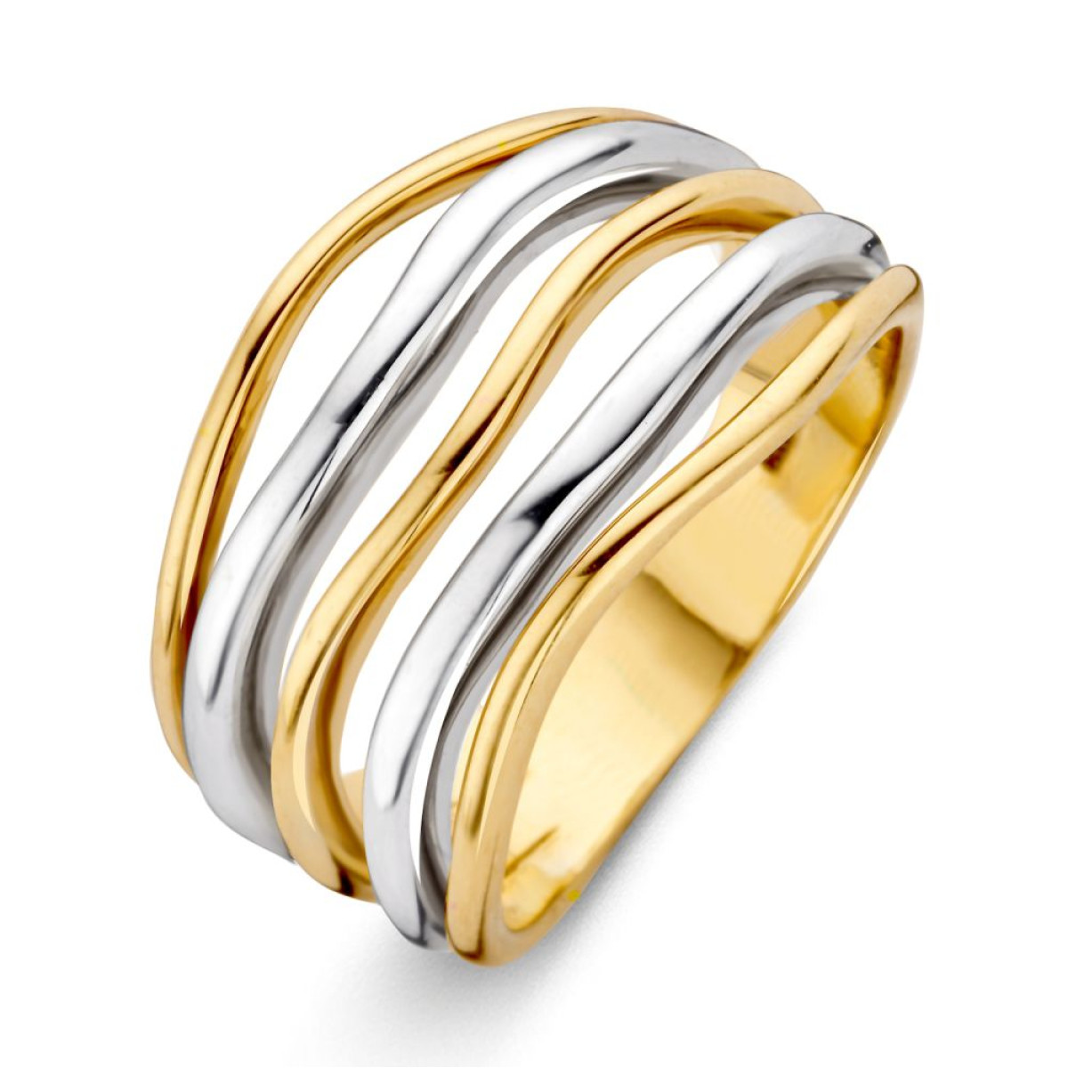 Stijlvolle bicolor ring geelgoud