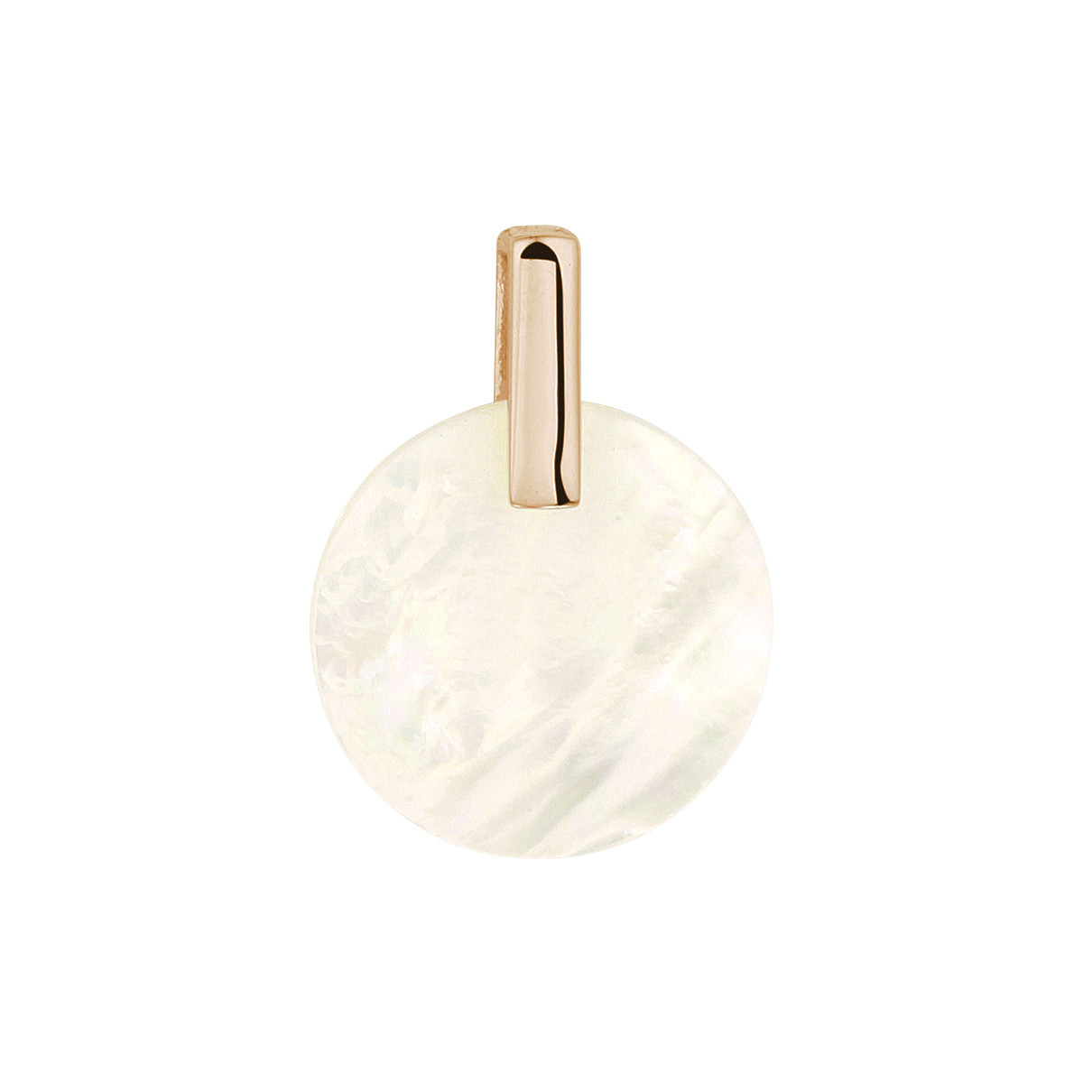 Stijlvolle rosegoudkleurige edelsteen hanger met parelmoer - Diameter: 20 mm