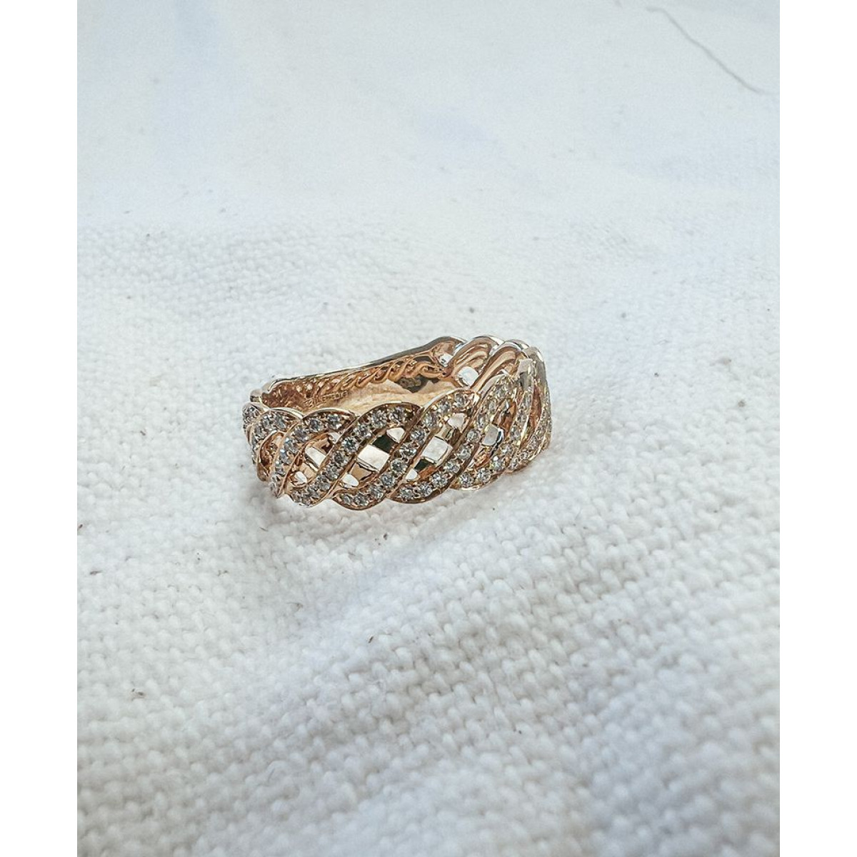Stijlvolle schakelring van 6.7 mm met diamanten 0.35 crt