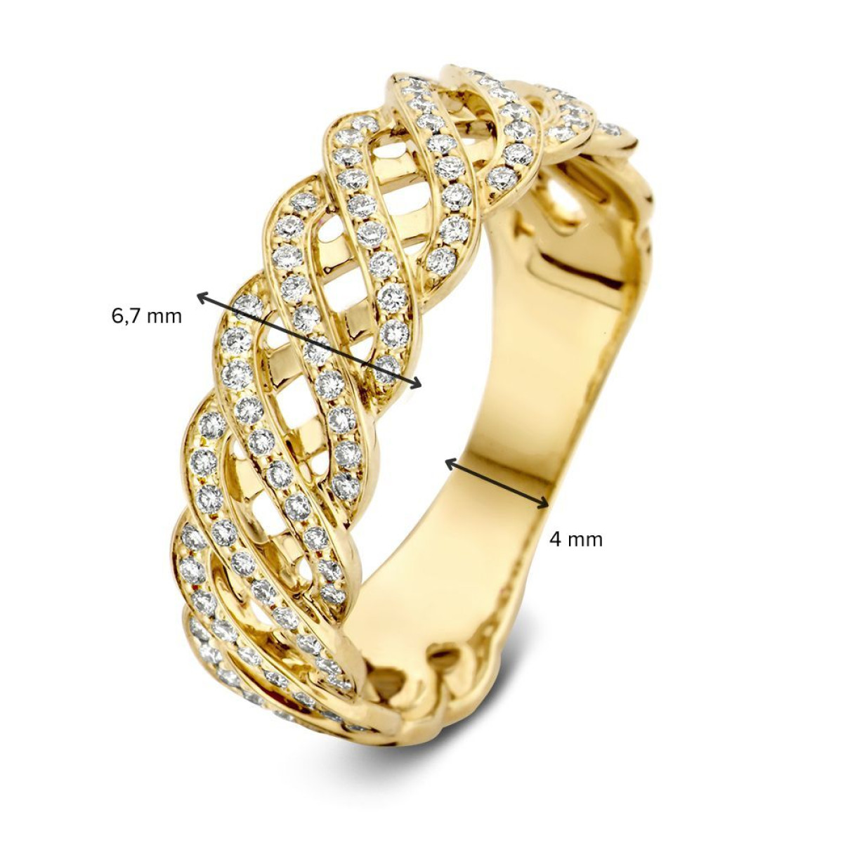 Stijlvolle schakelring van 6.7 mm met diamanten 0.35 crt